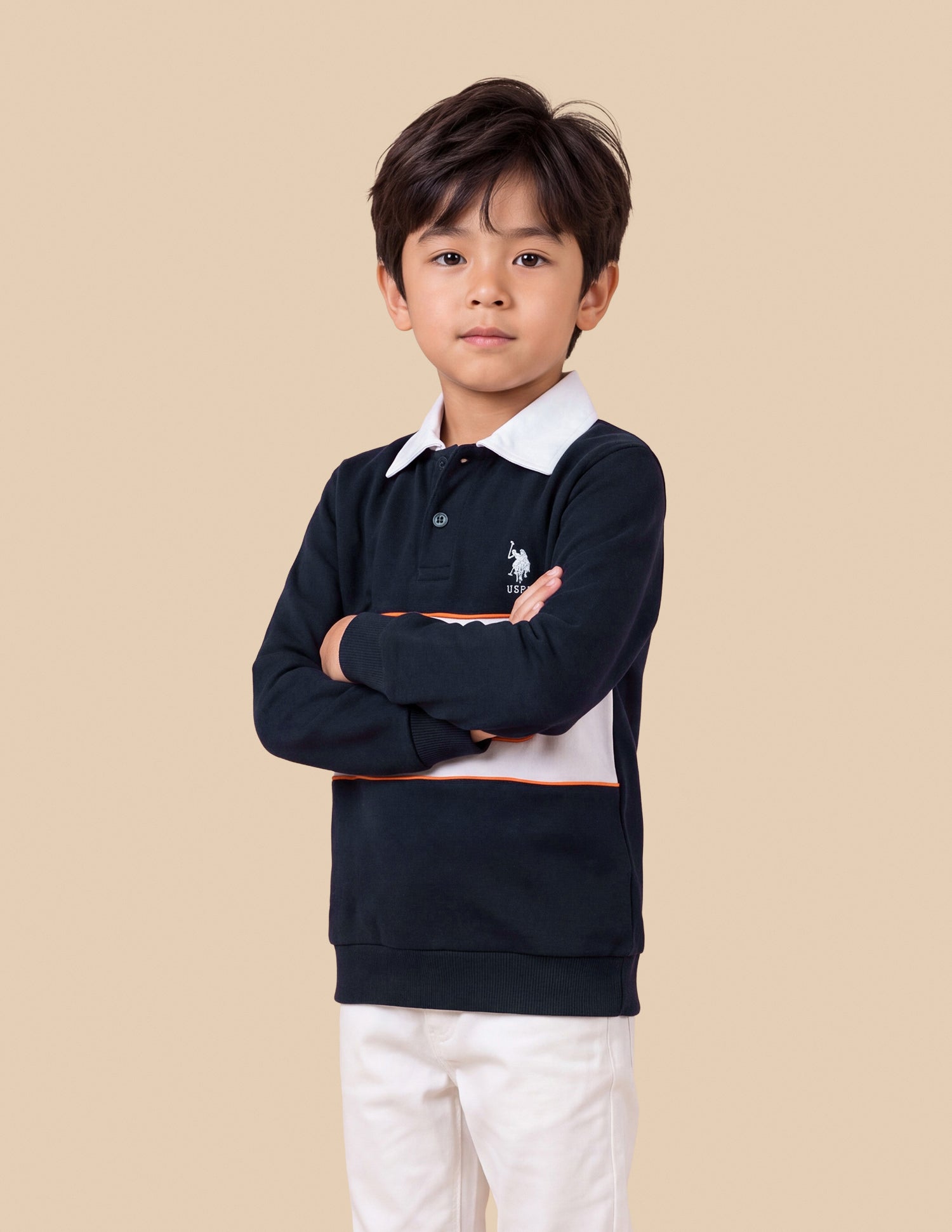 Brand Printed Regular Fit Sweatshirt Navy - U.S. Polo Assn. India | Large