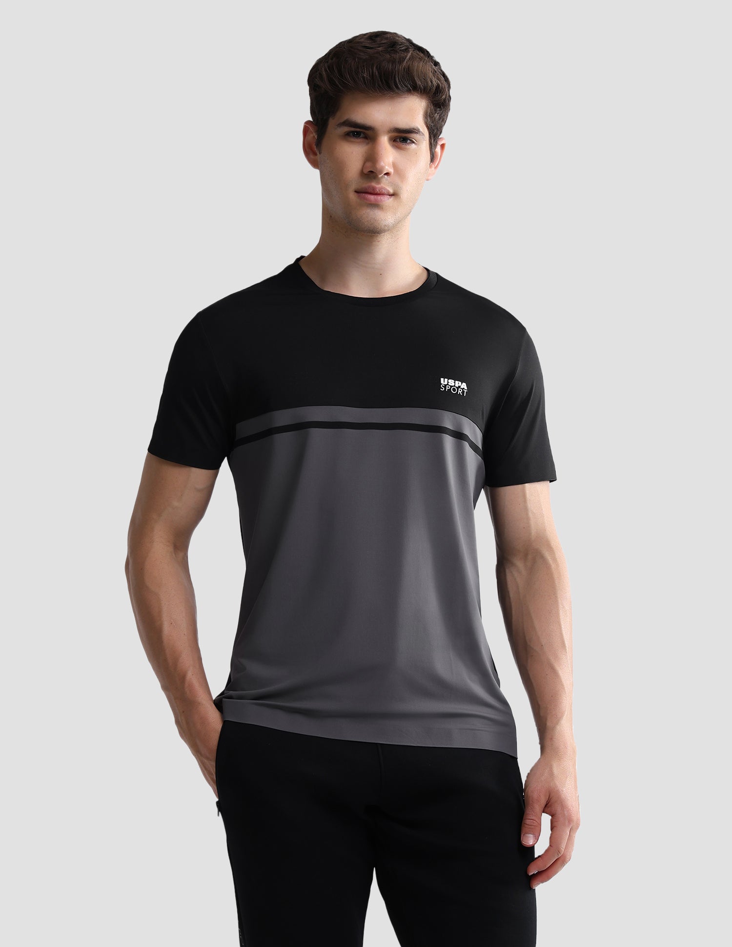 Colourblocked Slim Fit Active T-Shirt Black - U.S. Polo Assn. India | Large