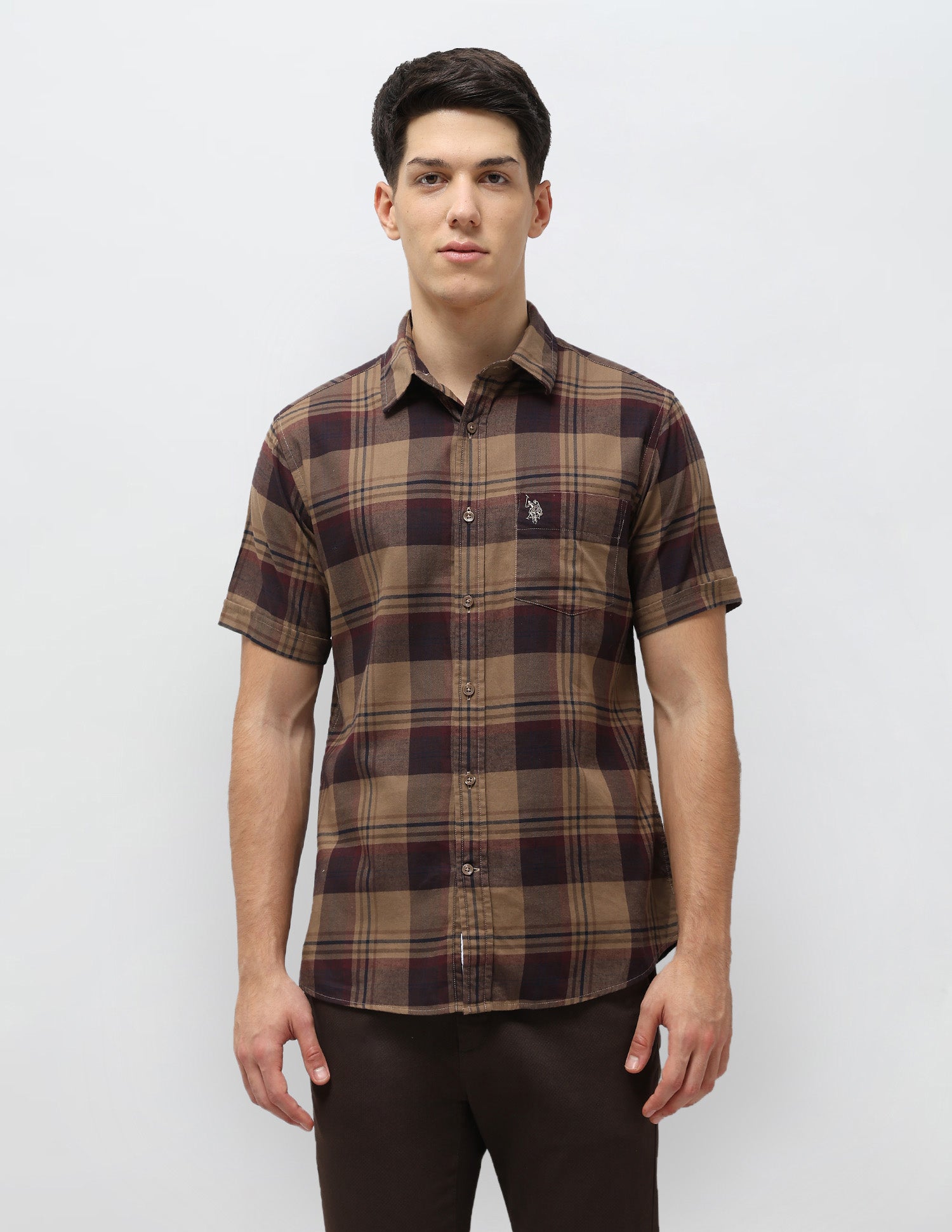 Tartan Checked Twill Shirt Brown - U.S. POLO ASSN. | Large