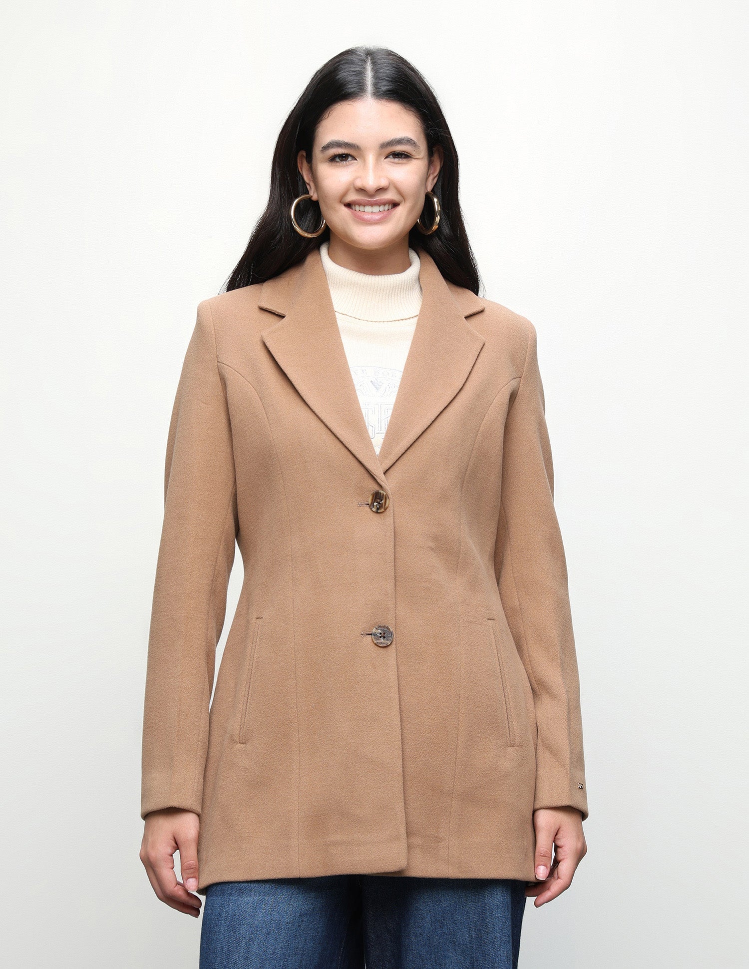 Solid Fitted Longline Jacket Light Brown - U.S. Polo Assn. India | Large