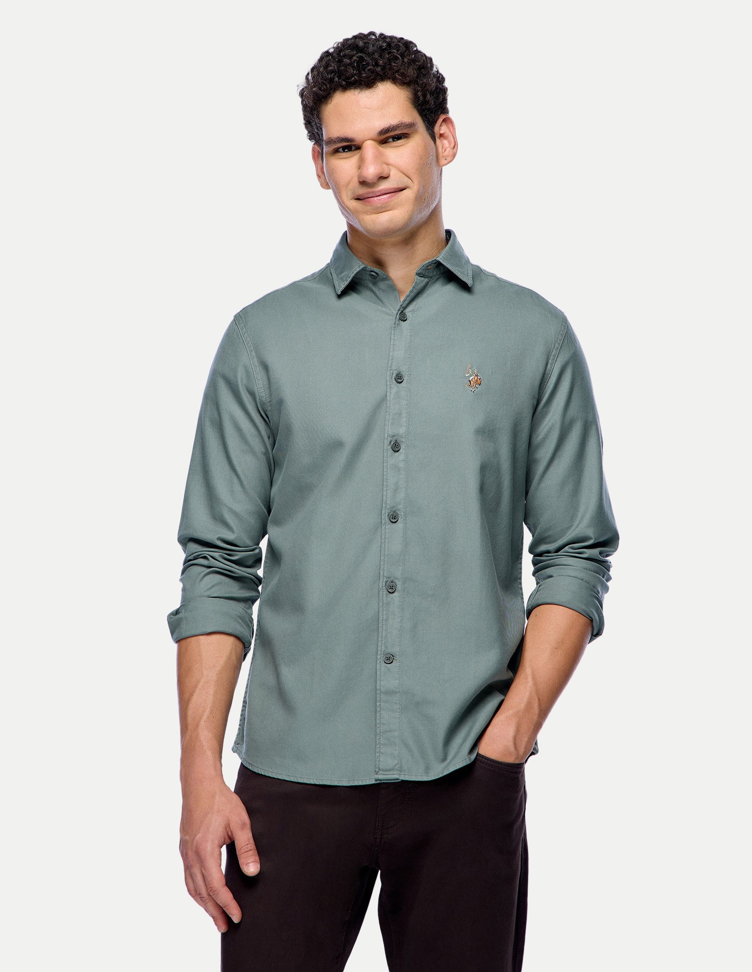 Solid Twill Shirt Green - U.S. Polo Assn. India | Large