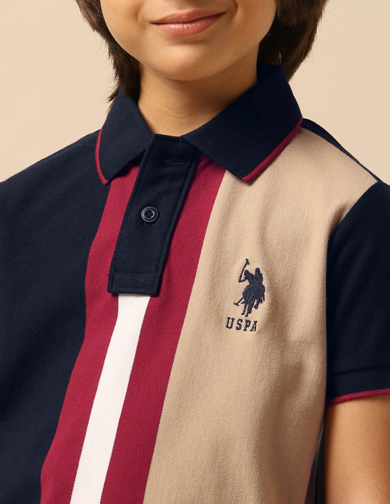 Boys Colour Blocked Regular Fit Polo Shirt Navy - U.S. POLO ASSN. | Large