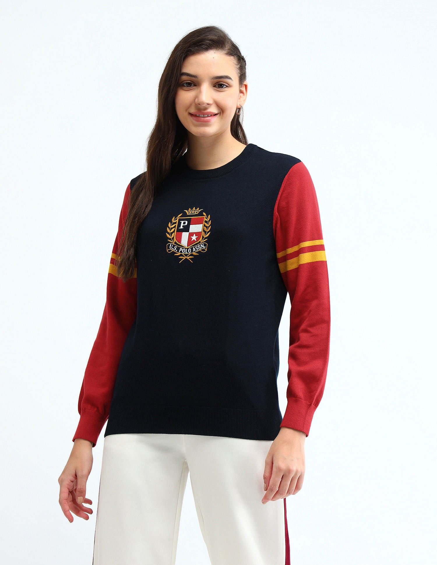 Colour Blocked Regular Fit Sweater Navy - U.S. POLO ASSN. | Large