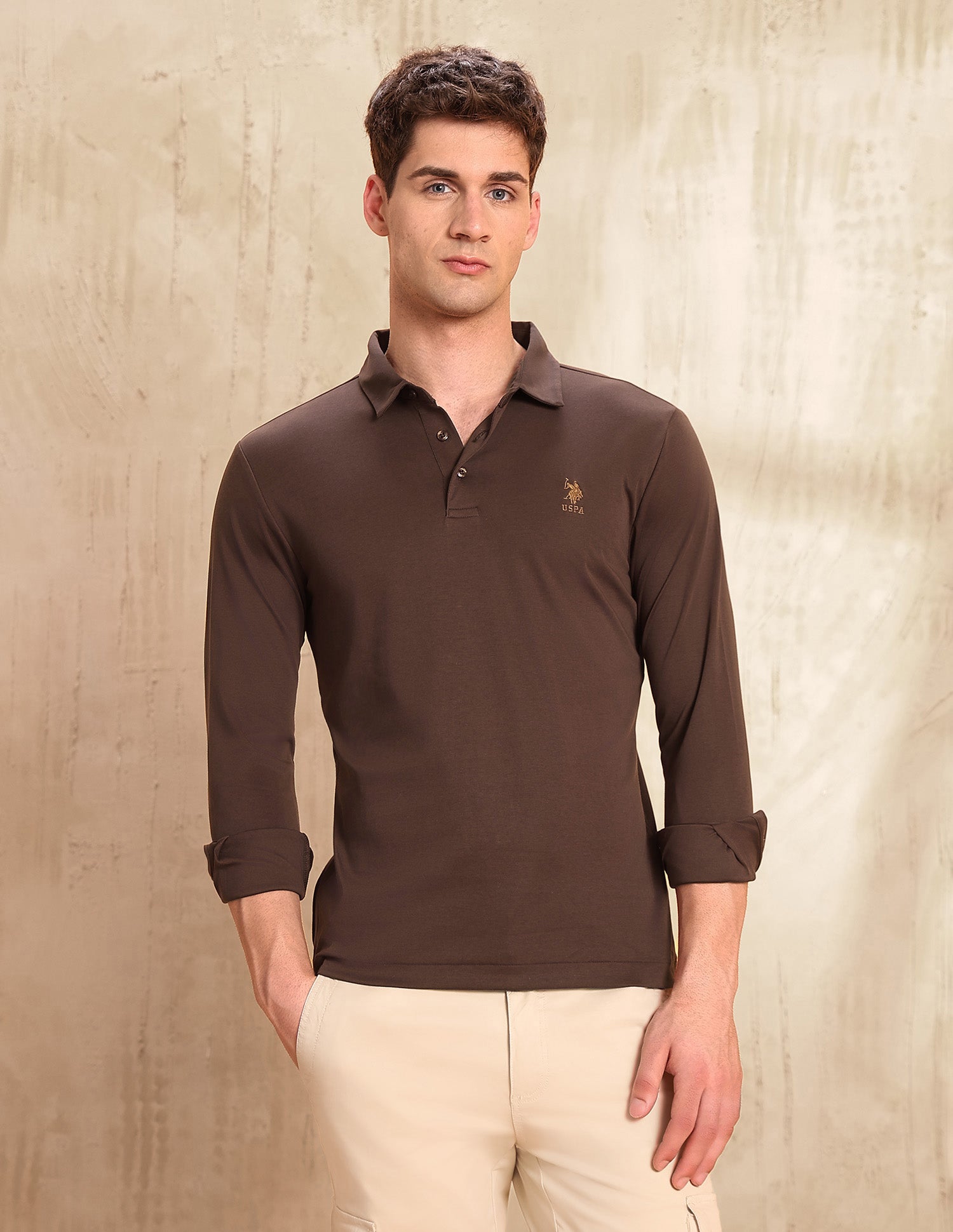Solid Regular Fit Polo Shirt Dark Brown - U.S. Polo Assn. India | Large