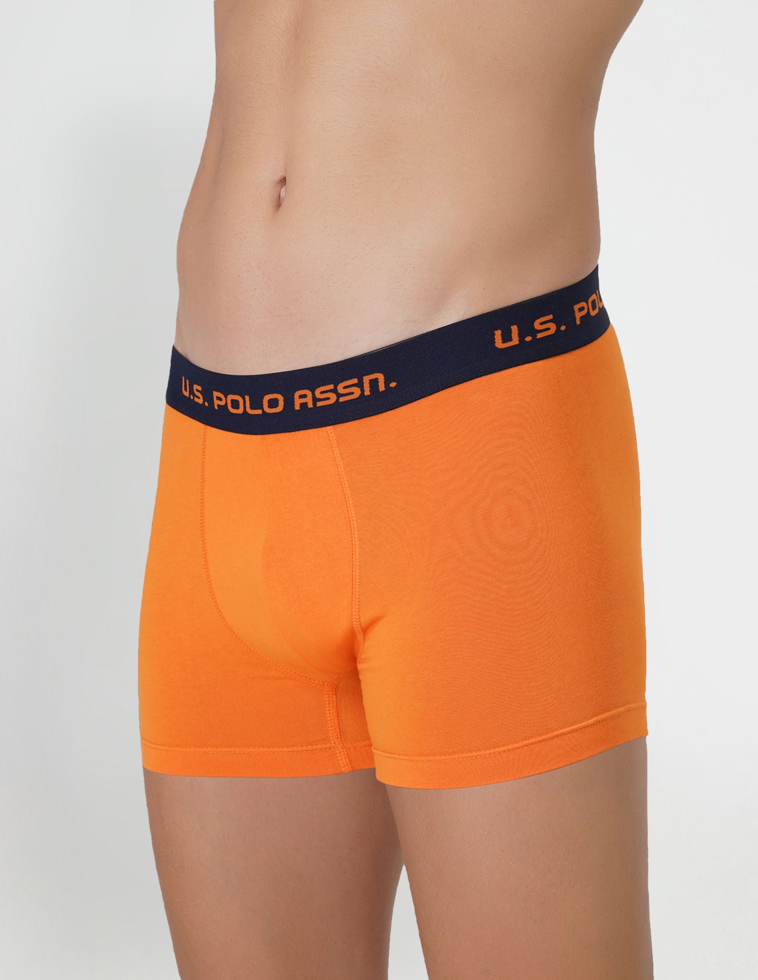 Brushed Elastic Cotton Stretch IYAK Trunks - Pack Of 2 Blue and Orange - U.S. POLO ASSN. | Large