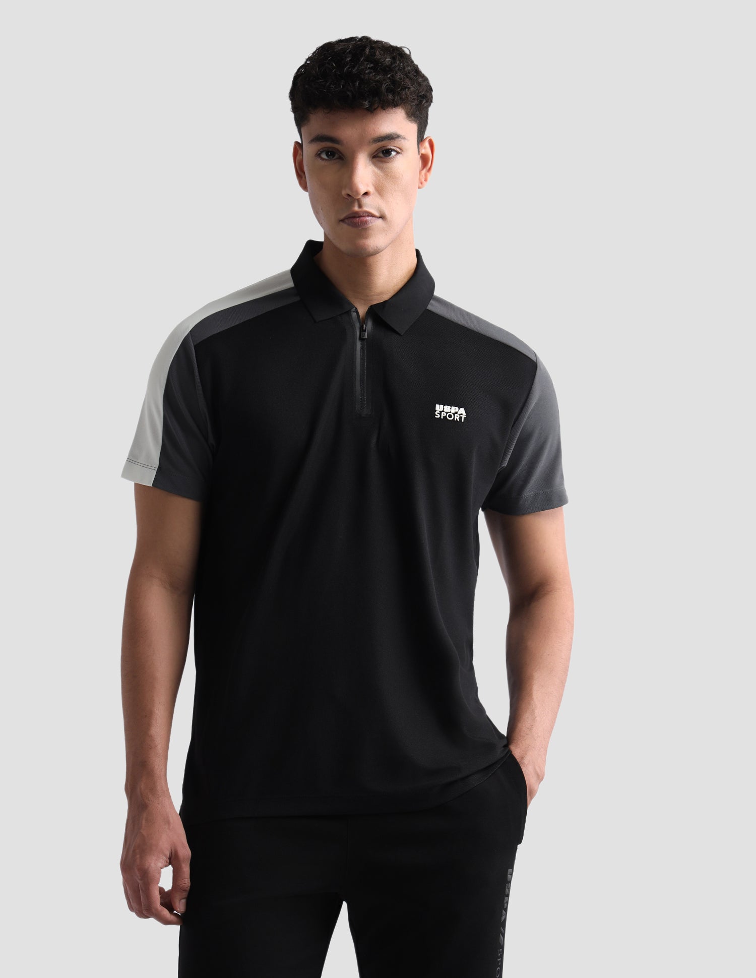 Solid Slim Fit Active Polo Shirt Black - U.S. Polo Assn. India | Large