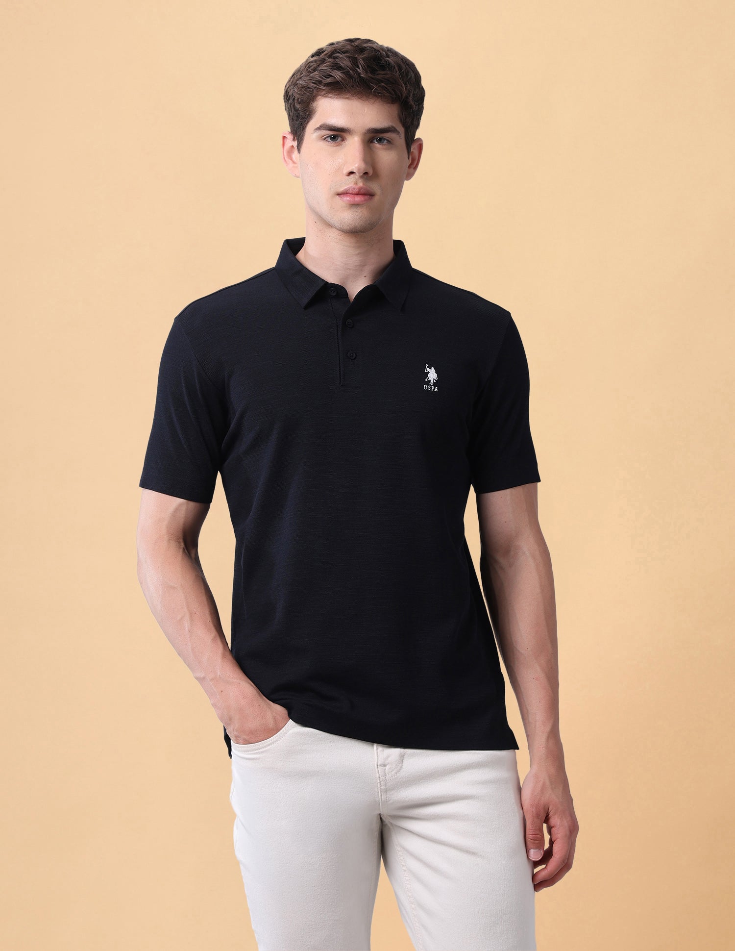Pacho X Solid Slim Fit Polo Shirt Navy - U.S. Polo Assn. India | Large