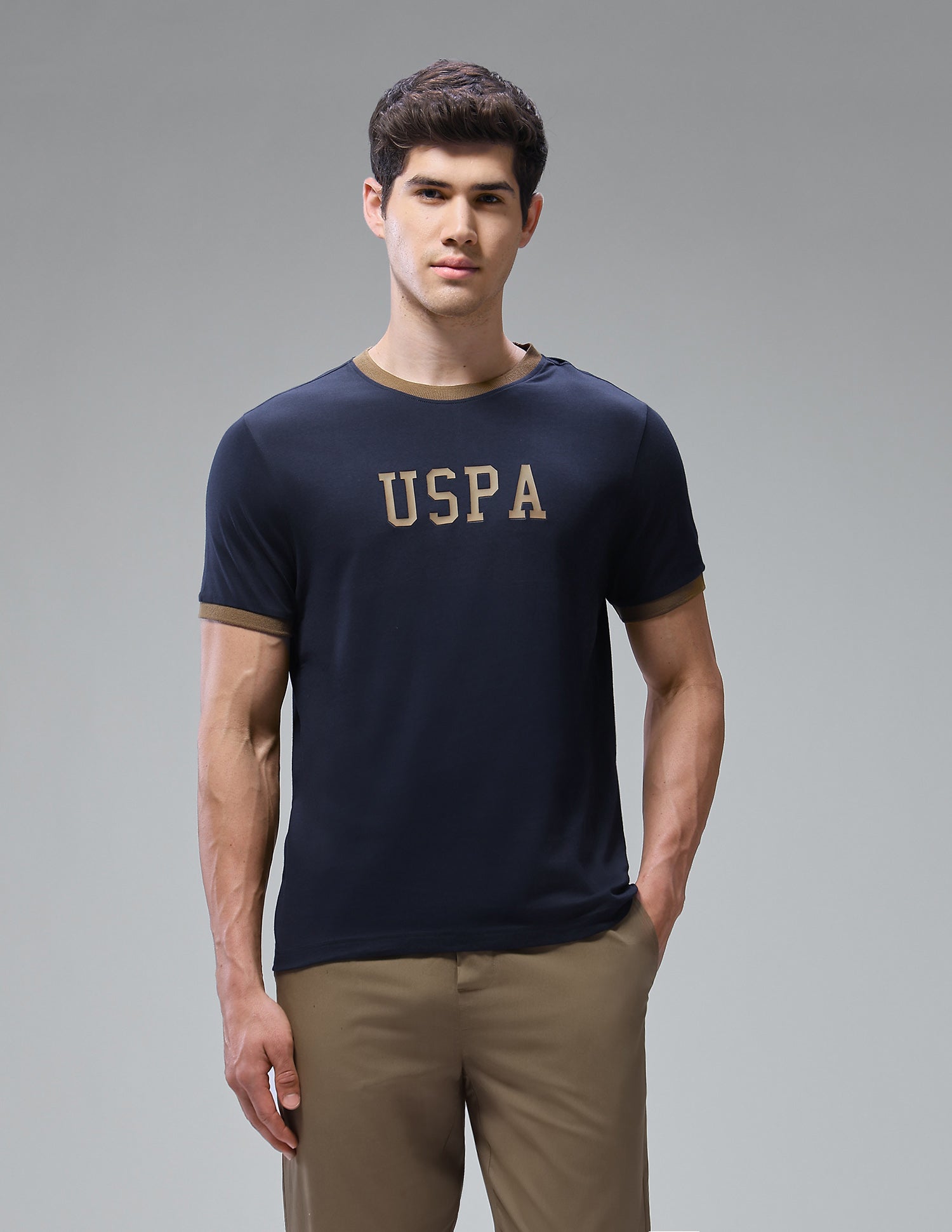 Brand Printed Regular Fit Loungewear T-Shirt Navy - U.S. Polo Assn. India | Large