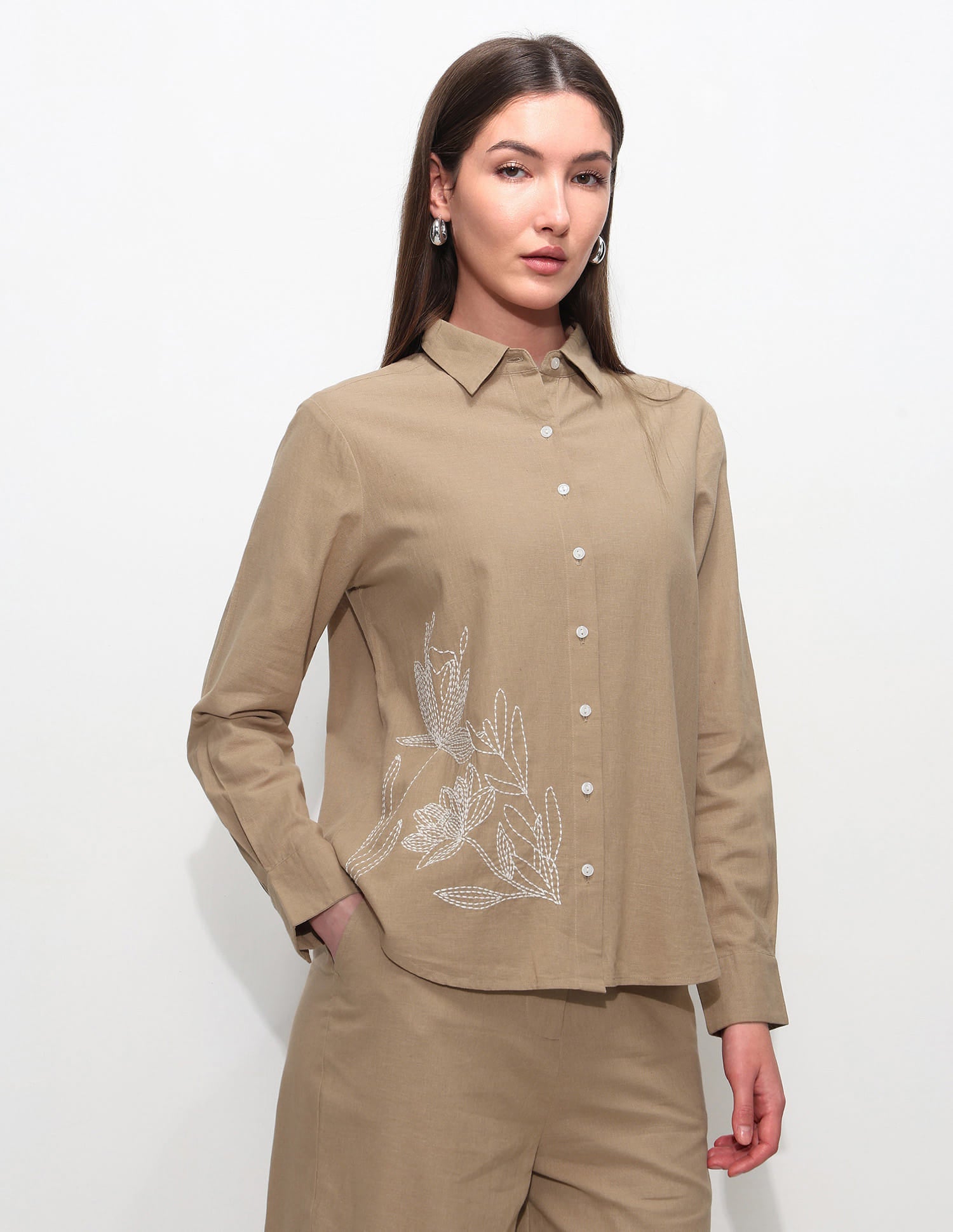 Relaxed Fit Floral Shirt Beige - U.S. Polo Assn. India | Large