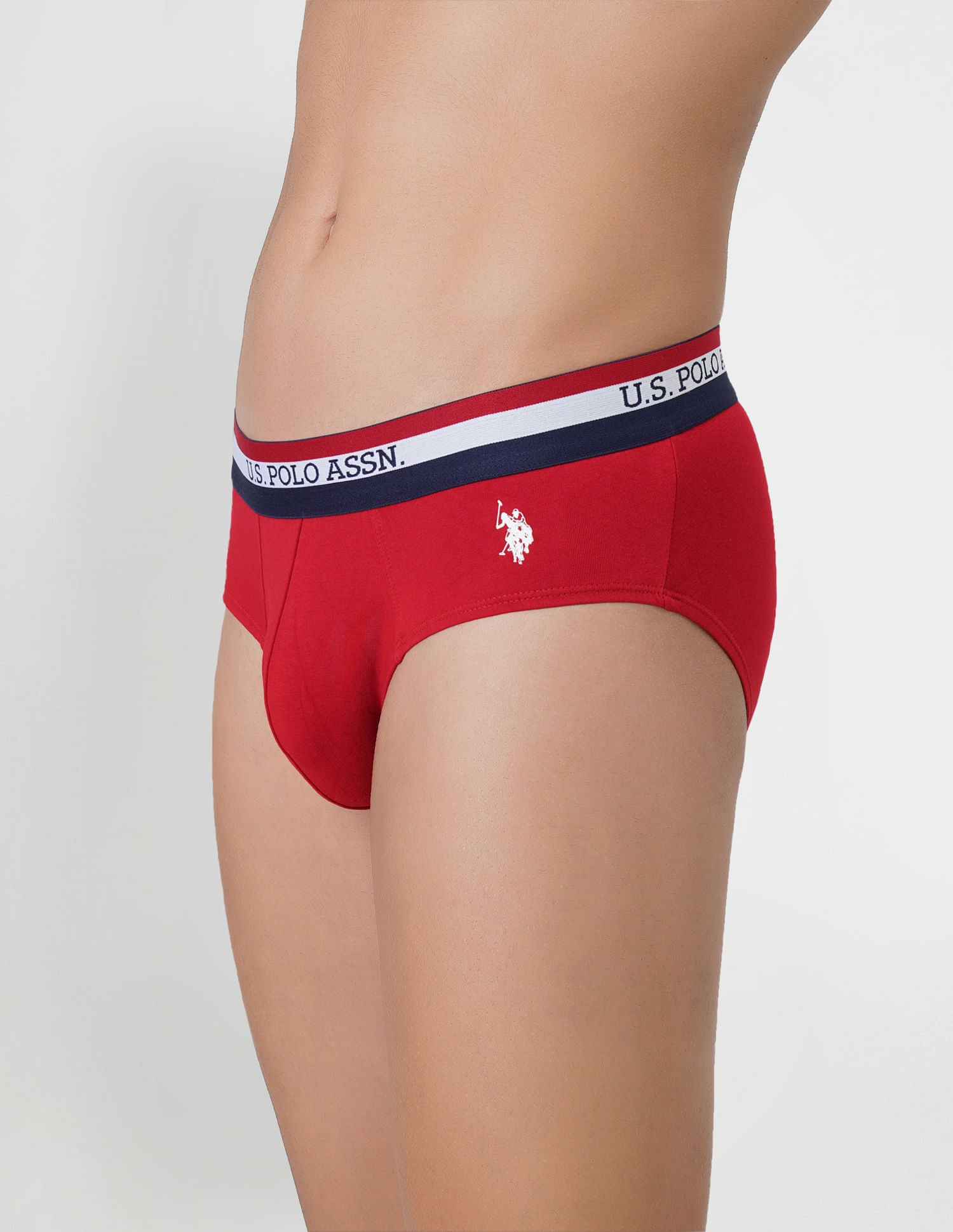 Striped Waistband EB002 Briefs - Pack Of 2 Black and Red - U.S. POLO ASSN. | Large