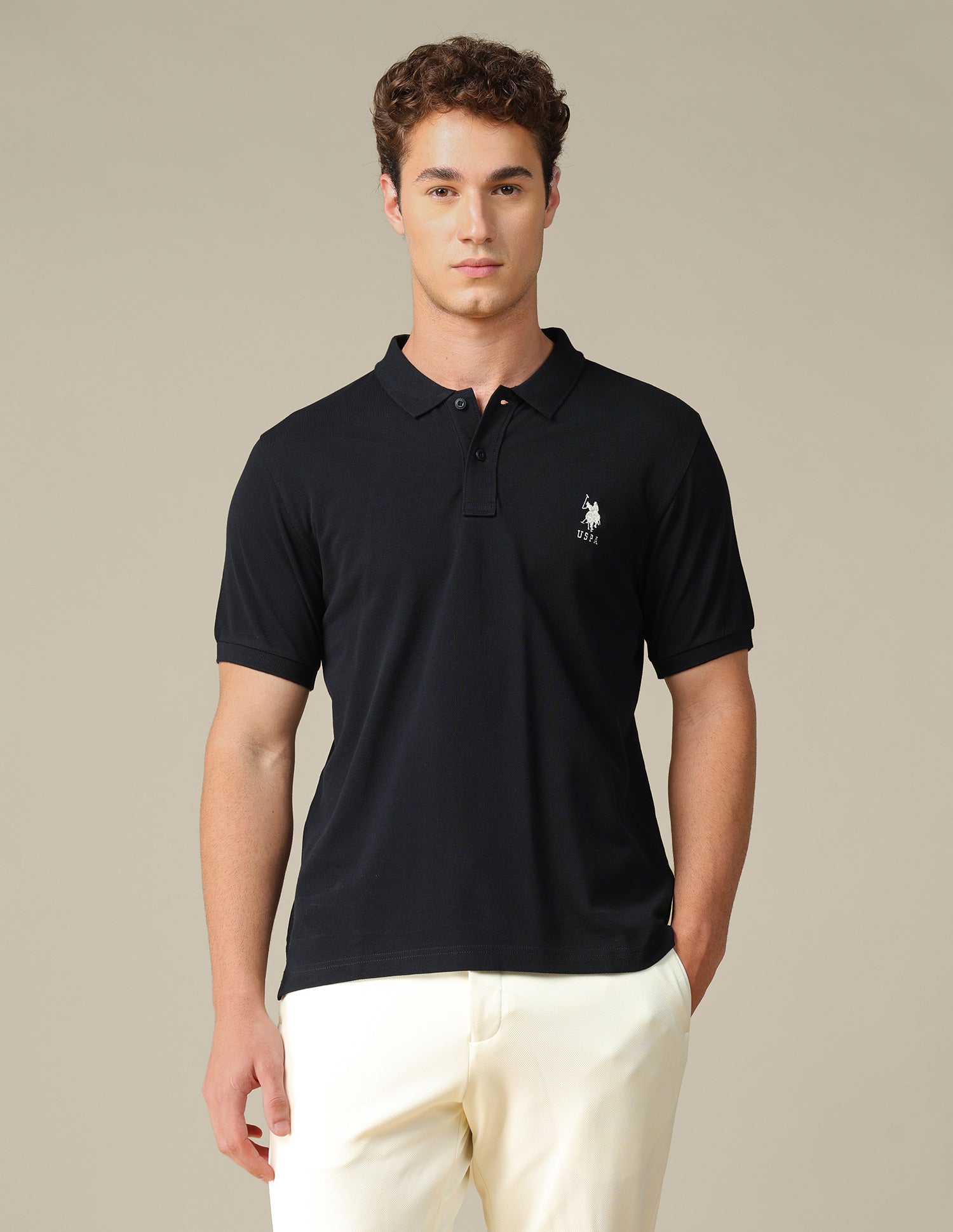 Graphic Brand Printed Regular Fit Polo Shirt Navy - U.S. Polo Assn. India | Large