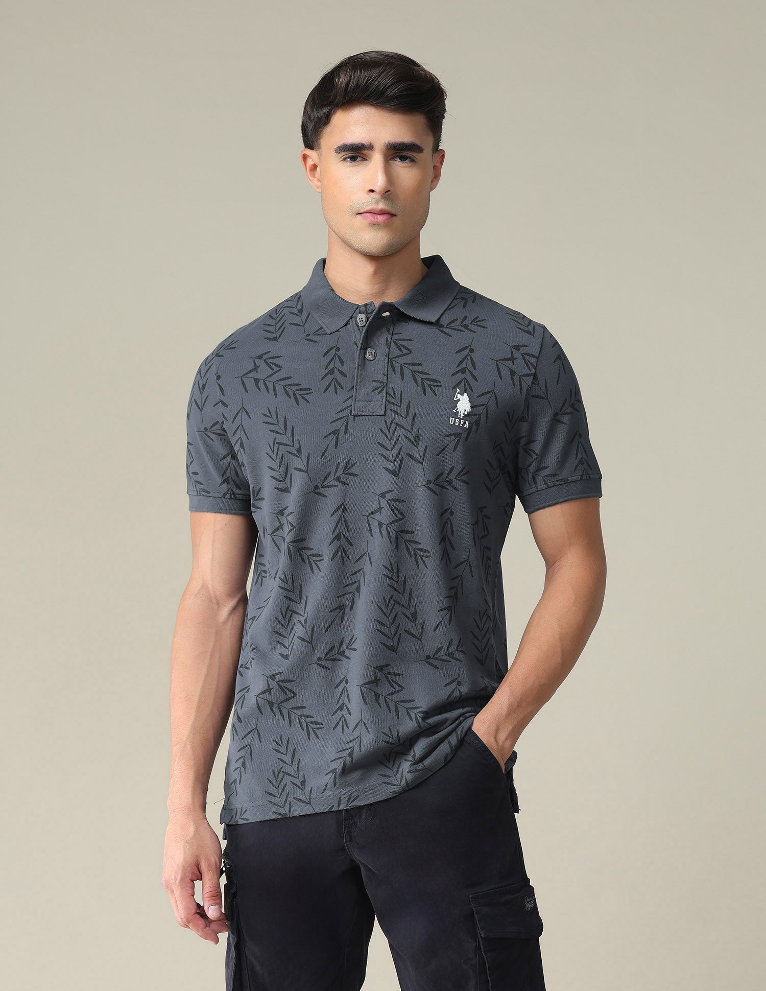Pure Cotton Slim Fit Polo Shirt Charcoal - U.S. POLO ASSN. | Large