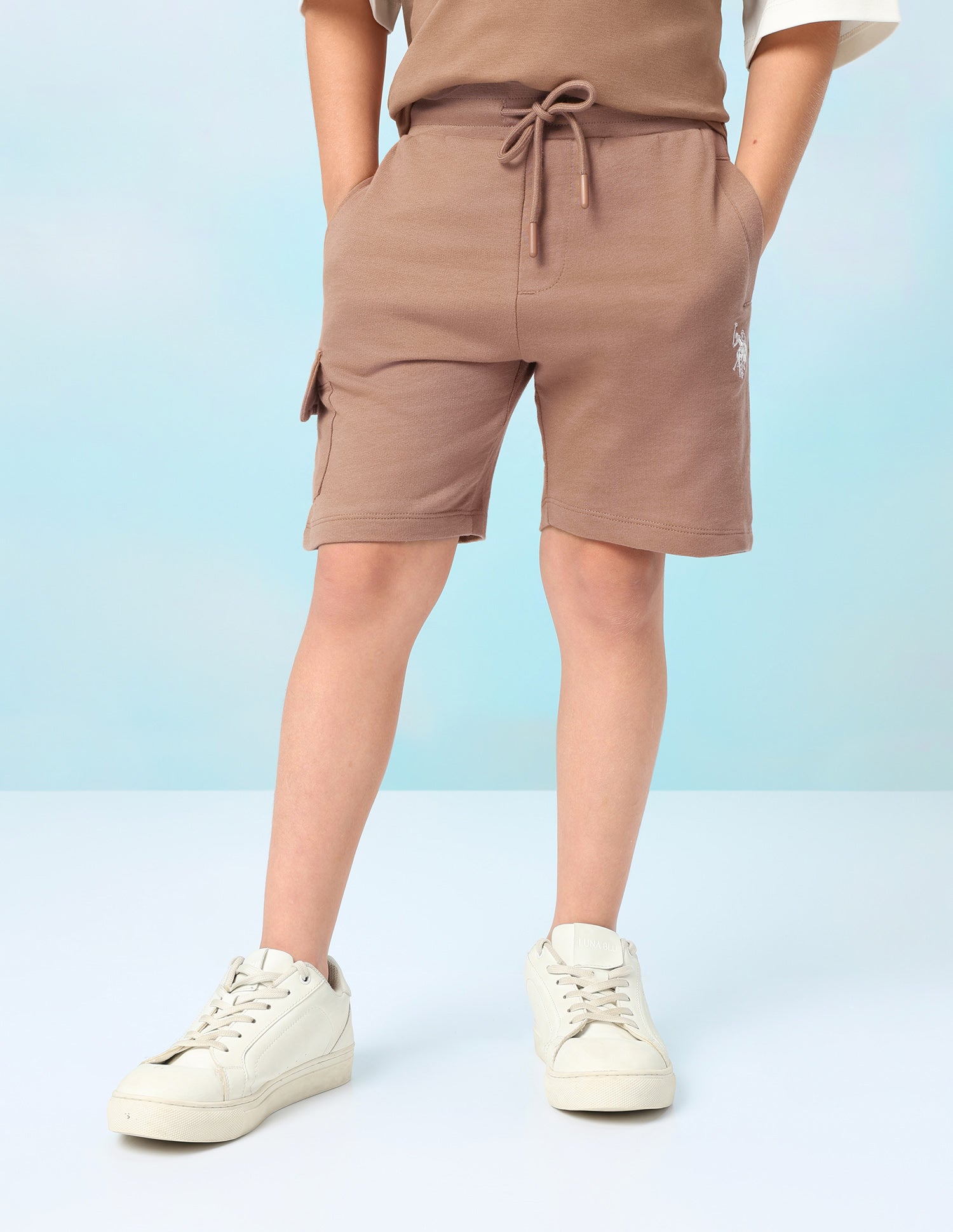 Mid Rise Solid Shorts Light Brown - U.S. Polo Assn. India | Large