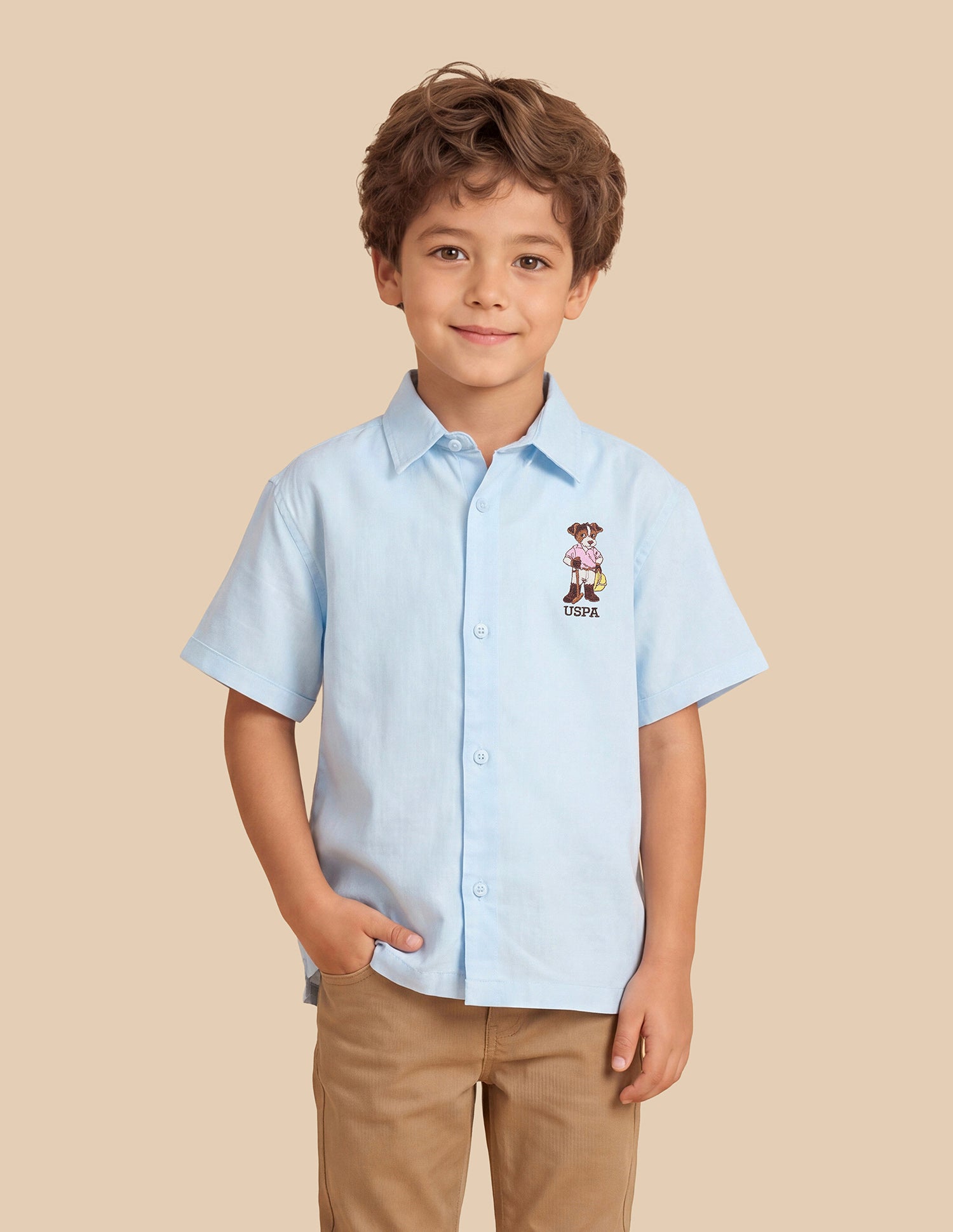Boxy Fit Solid Shirt Light Blue - U.S. Polo Assn. India | Large