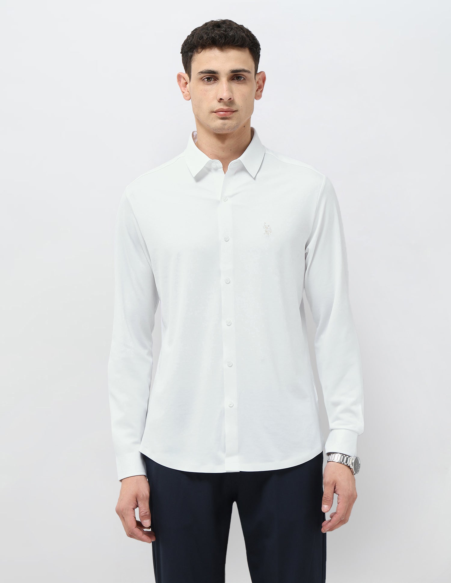 Solid Tailored Fit Shirt White - U.S. POLO ASSN. | Large