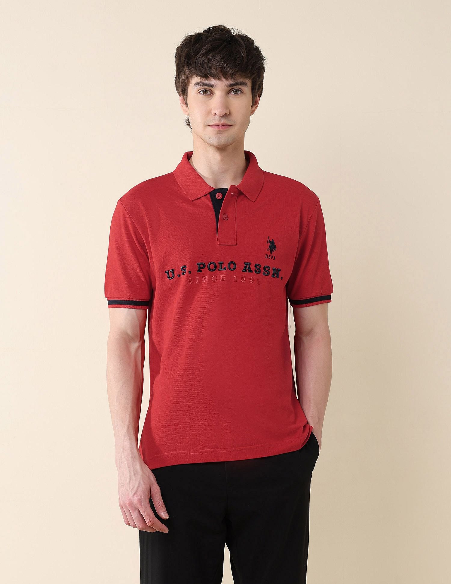 Slim Fit Brand Embroidered Polo Shirt Red - U.S. POLO ASSN. | Large