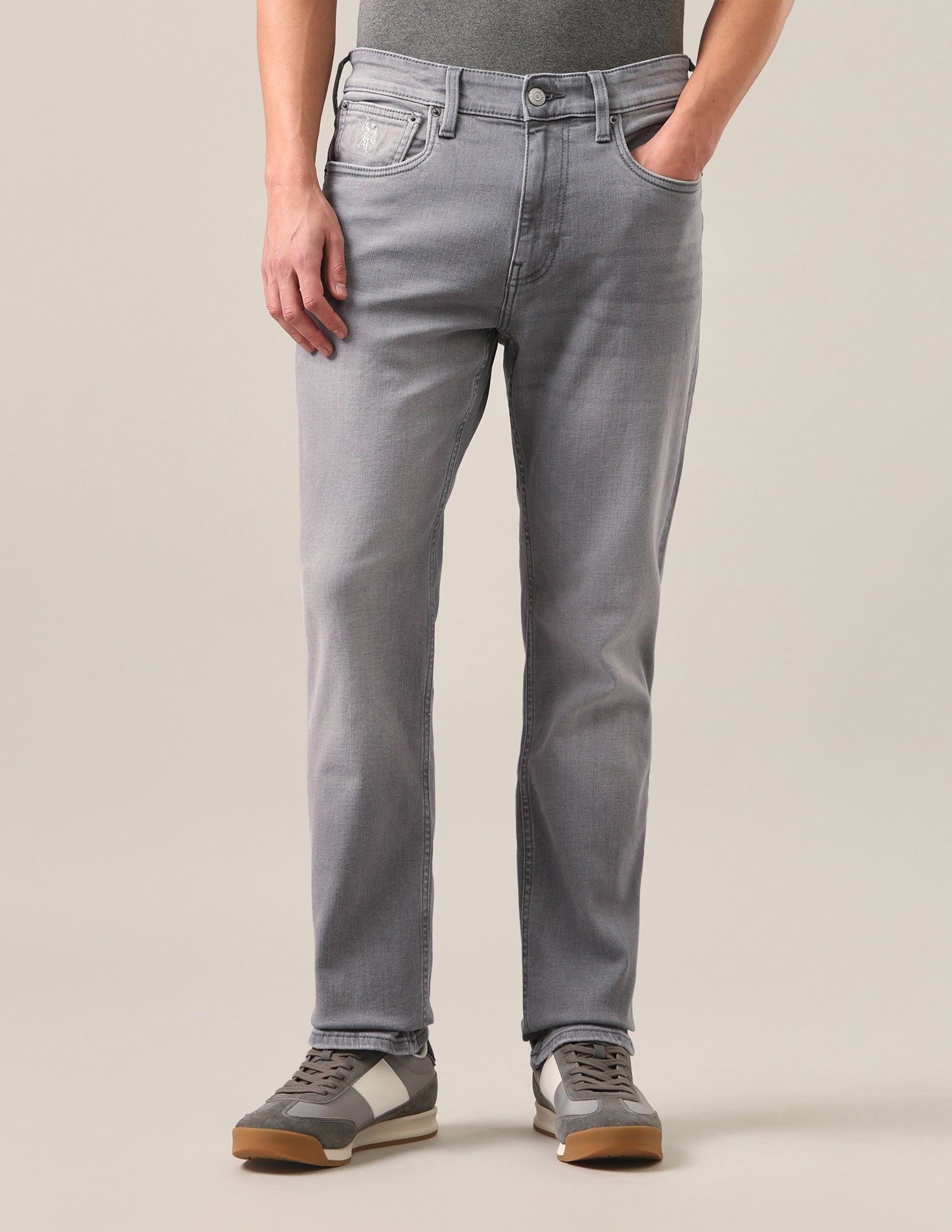 Harold Slim Straight Fit Grey Jeans Grey - U.S. Polo Assn. India | Large