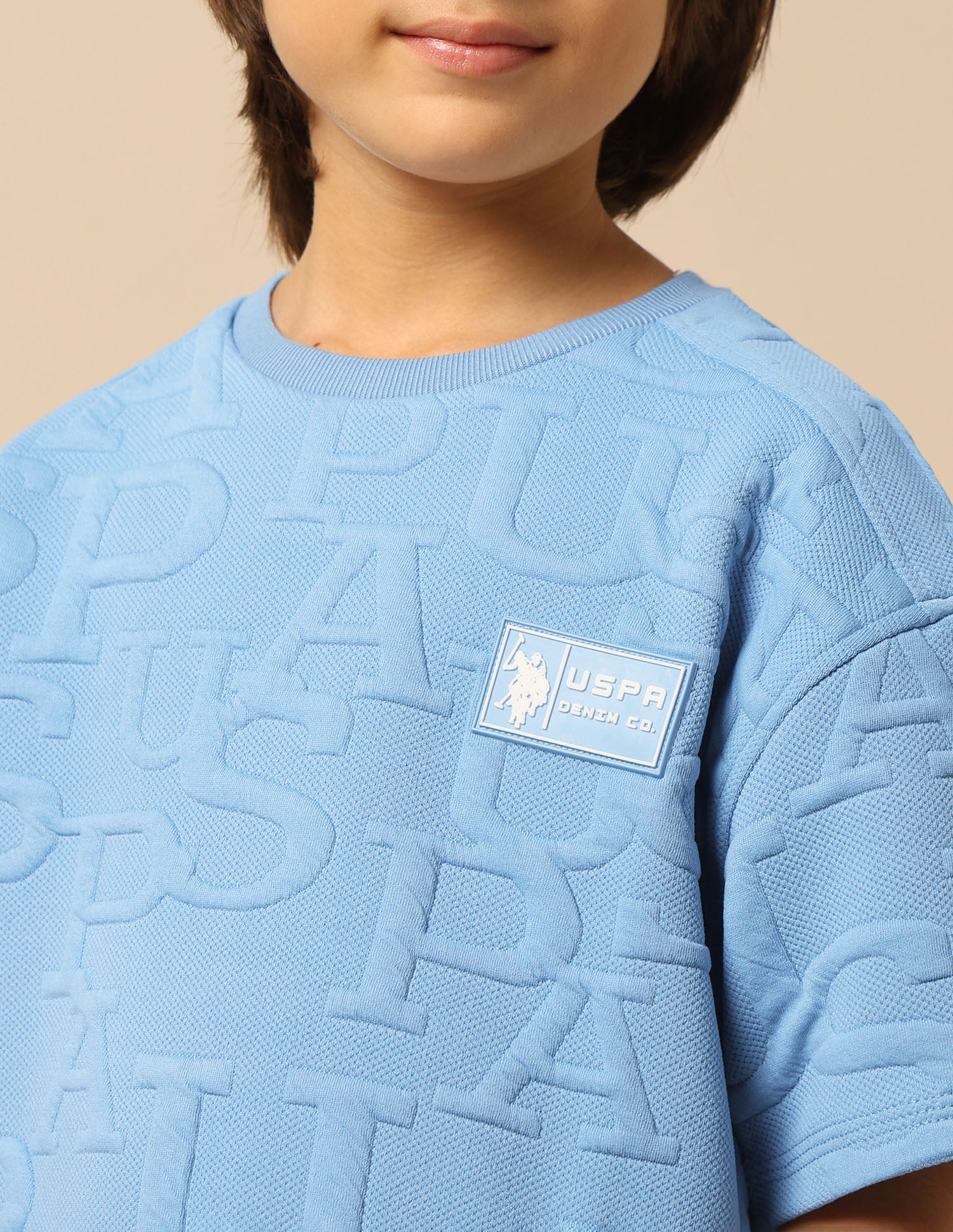 Boys Brand Embossed Boxy Fit T-Shirt Blue - U.S. POLO ASSN. | Large