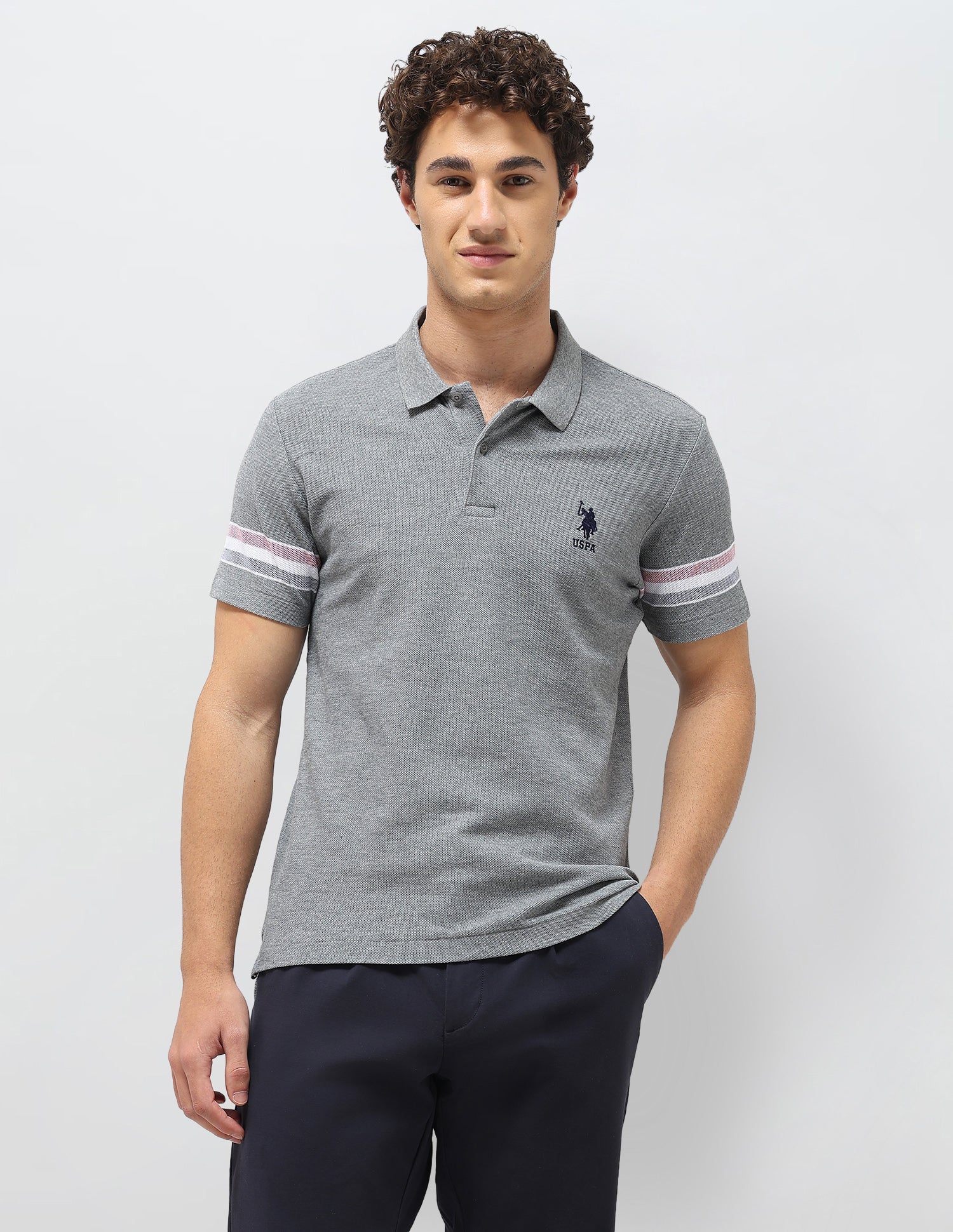 Heathered Slim Fit Polo Shirt Grey - U.S. Polo Assn. India | Large