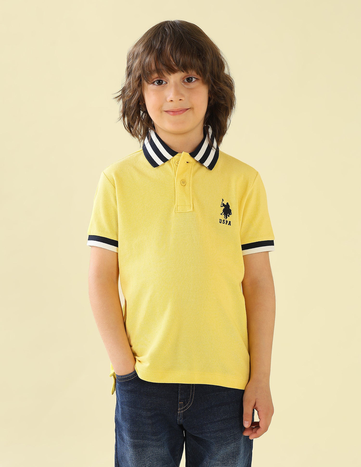 Solid Regular Fit Polo Shirt Yellow - U.S. Polo Assn. India | Large