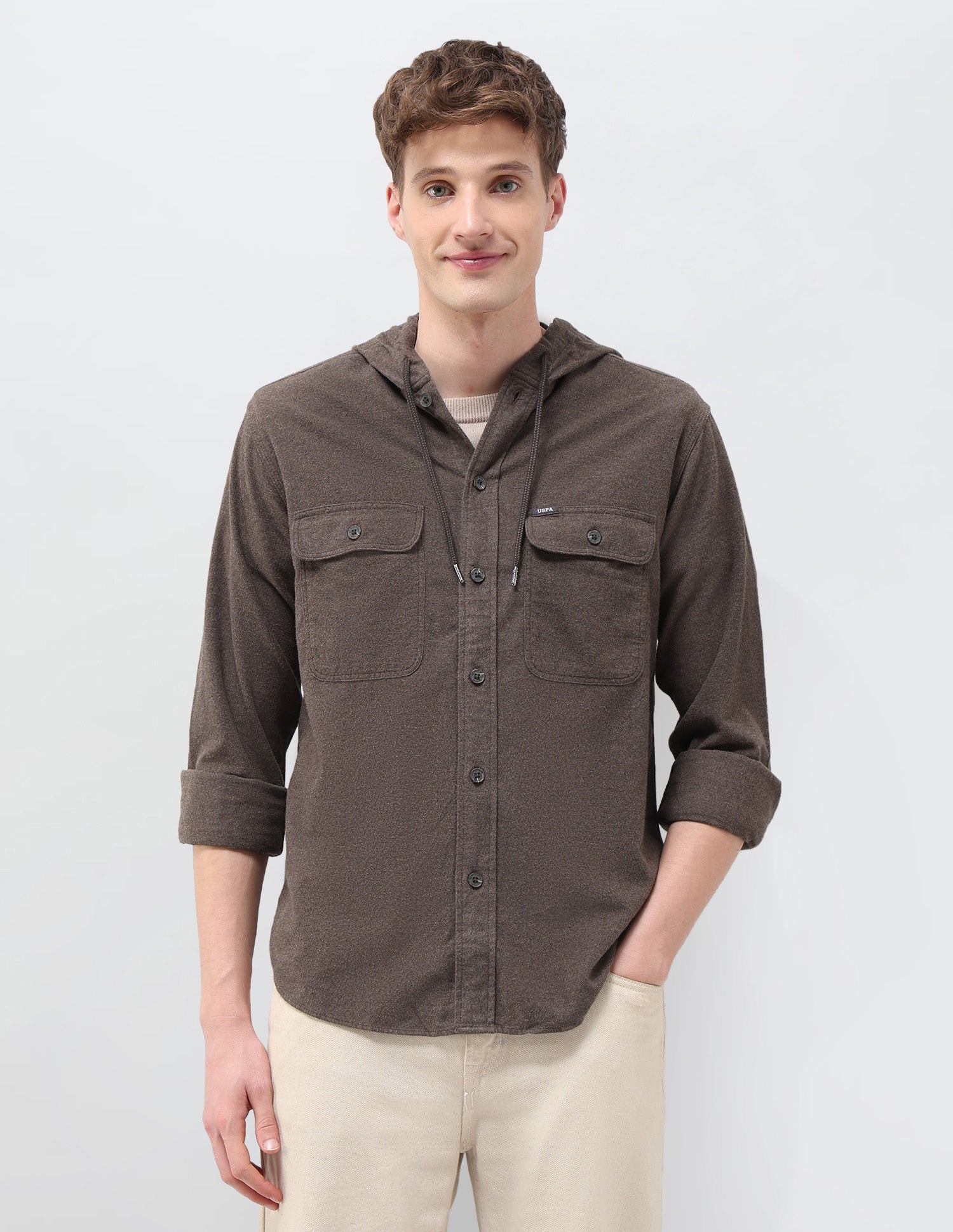 Heathered Loose Fit Shirt Dark Brown - U.S. POLO ASSN. | Large