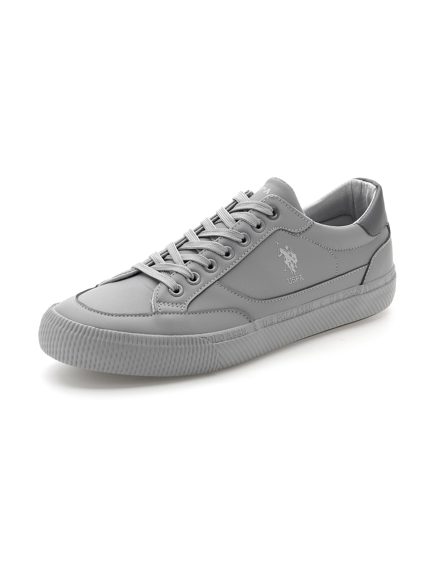 Men Round Toe Lace Up Olivier Sneakers Grey - U.S. Polo Assn. India | Large