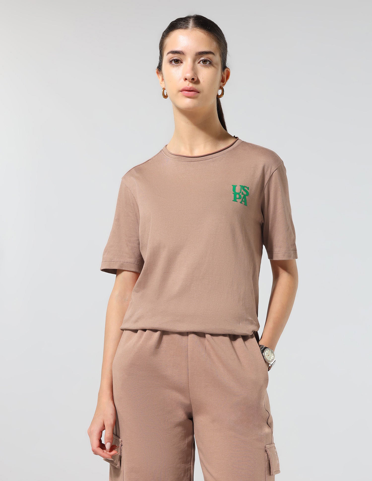 Relaxed Fit Solid Lounge T-Shirt Light Brown - U.S. POLO ASSN. | Large