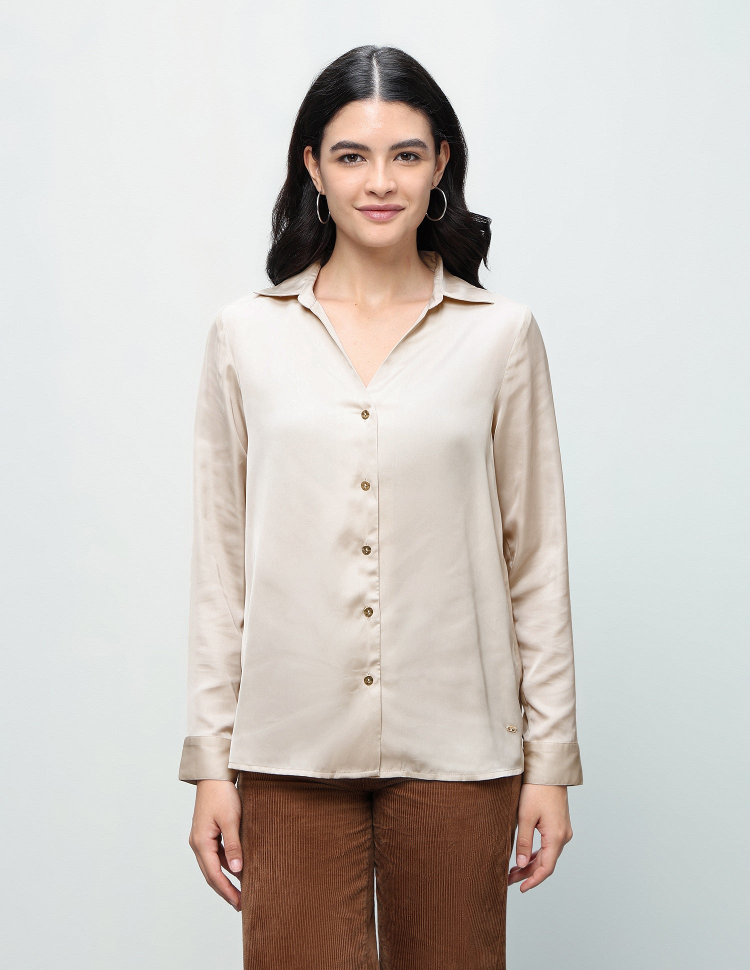Solid Relaxed Fit Shirt Off White - U.S. Polo Assn. India | Large