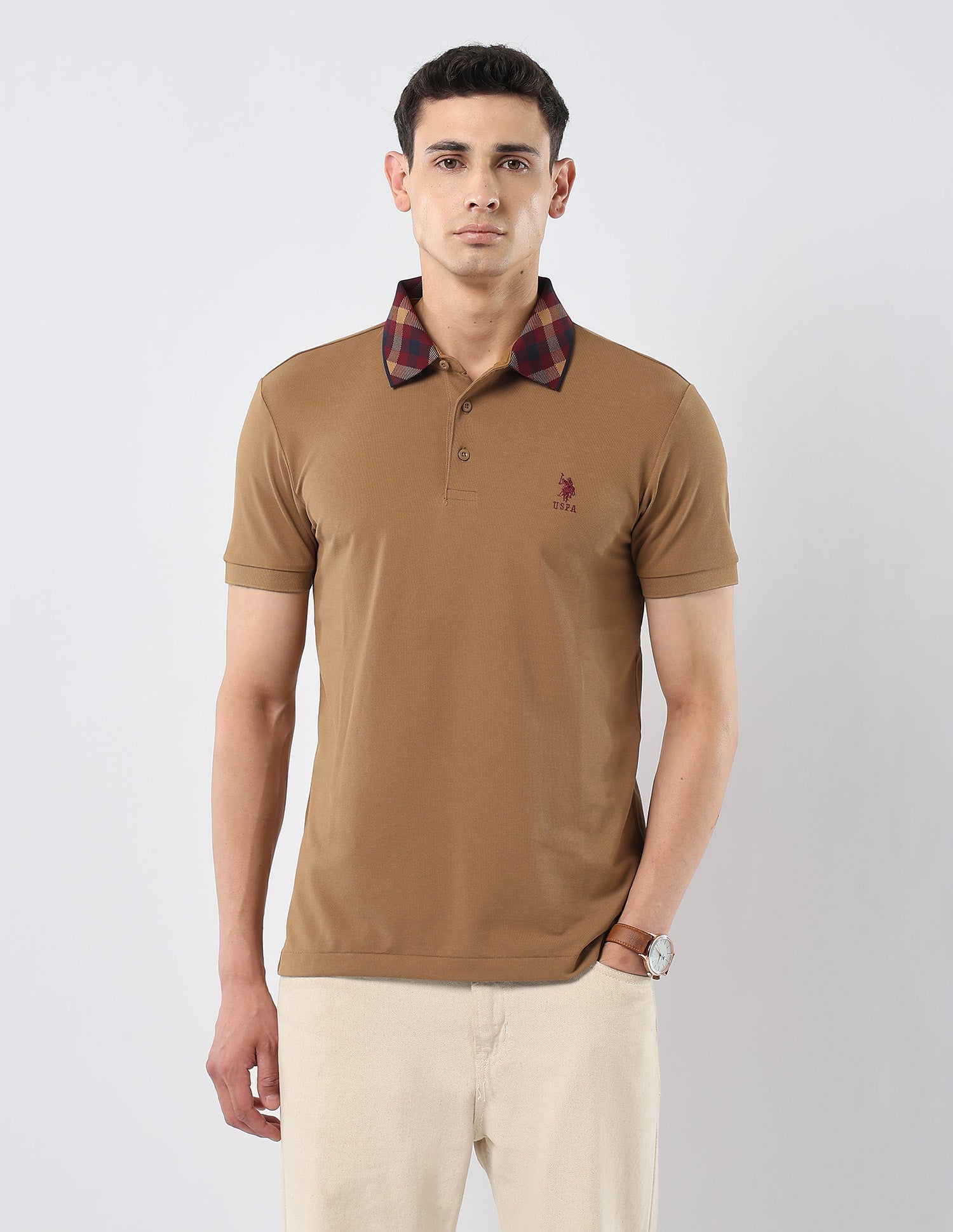 Solid Regular Fit Polo Shirt Mustard - U.S. POLO ASSN. | Large