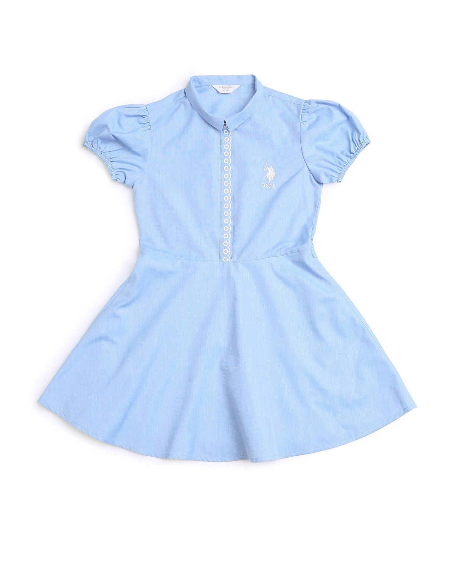 Girls Embroidered Fit & Flare Dress Light Blue - U.S. POLO ASSN. | Large