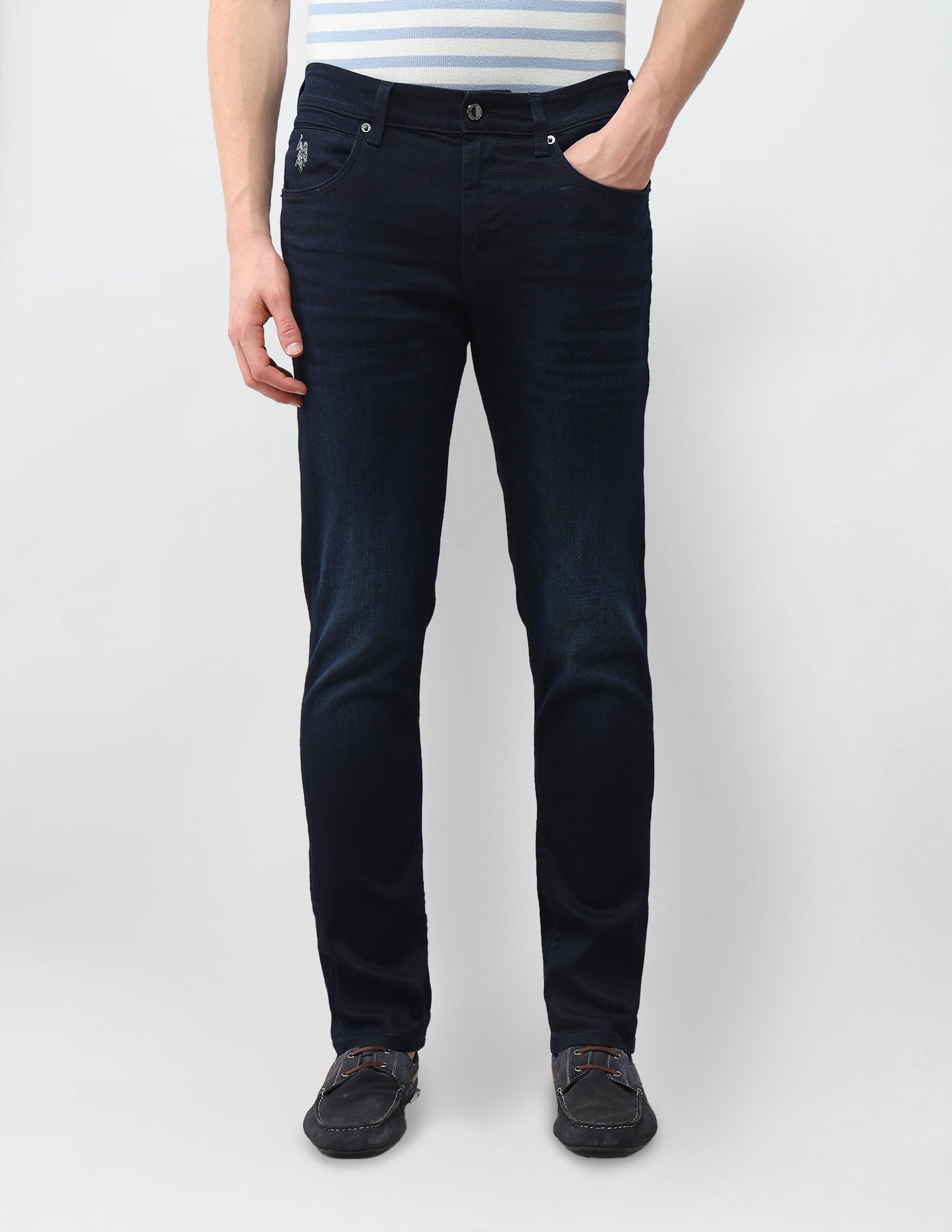 Brandon Slim Tapered Fit Blue Jeans Dark Blue - U.S. Polo Assn. India | Large