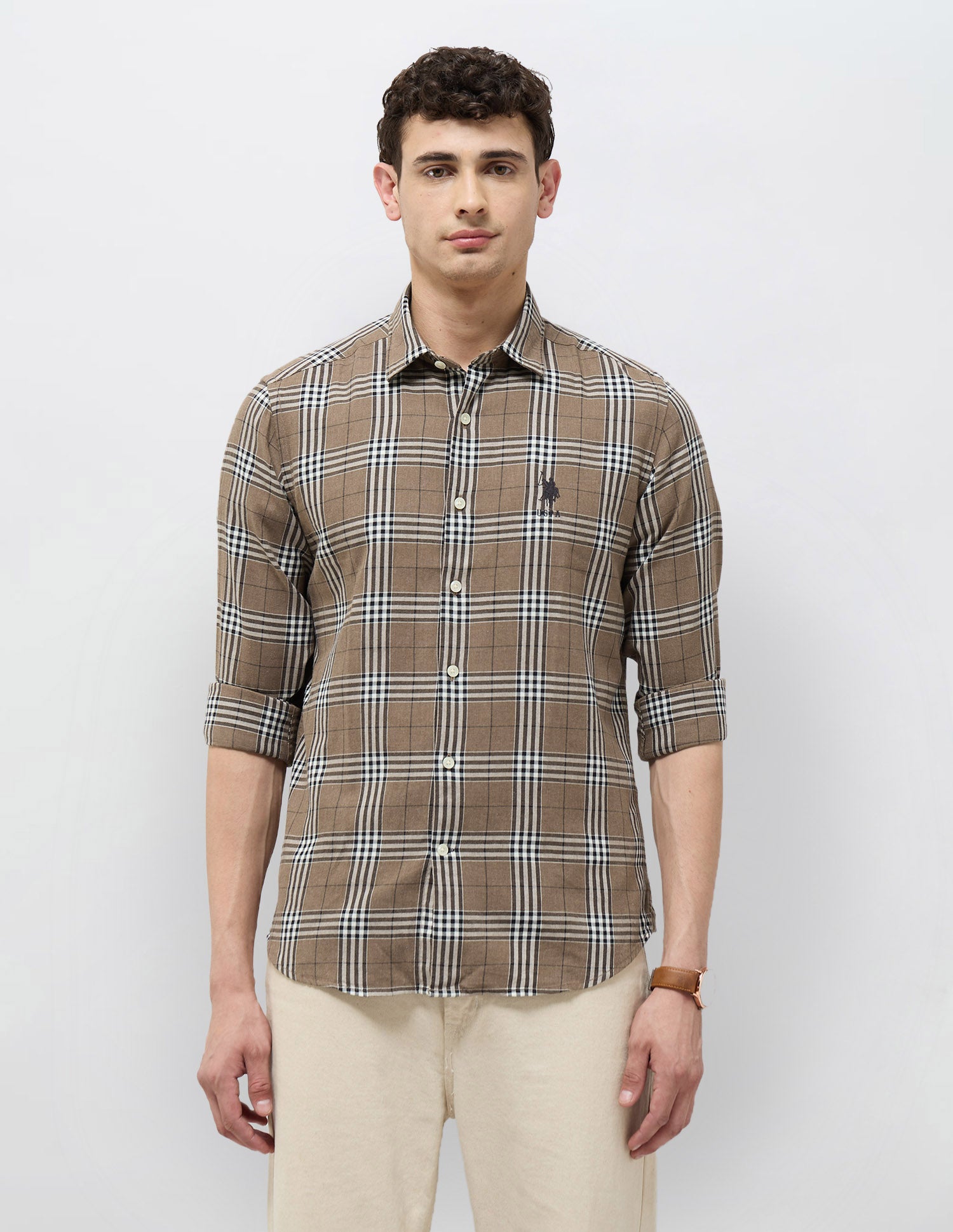Regular Fit Tartan Checked Shirt Brown - U.S. POLO ASSN. | Large