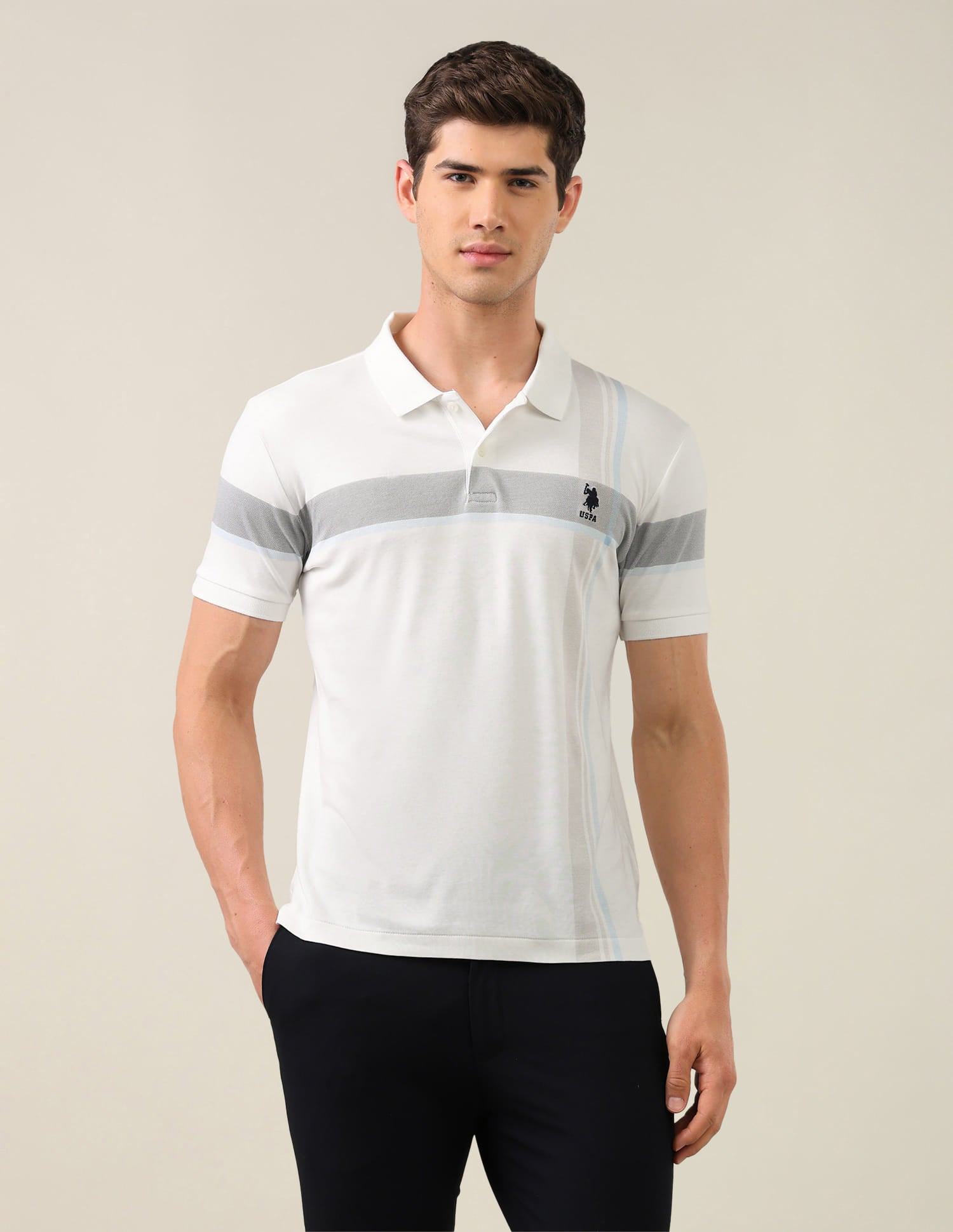 Solid Slim Fit Polo Shirt White - U.S. Polo Assn. India | Large