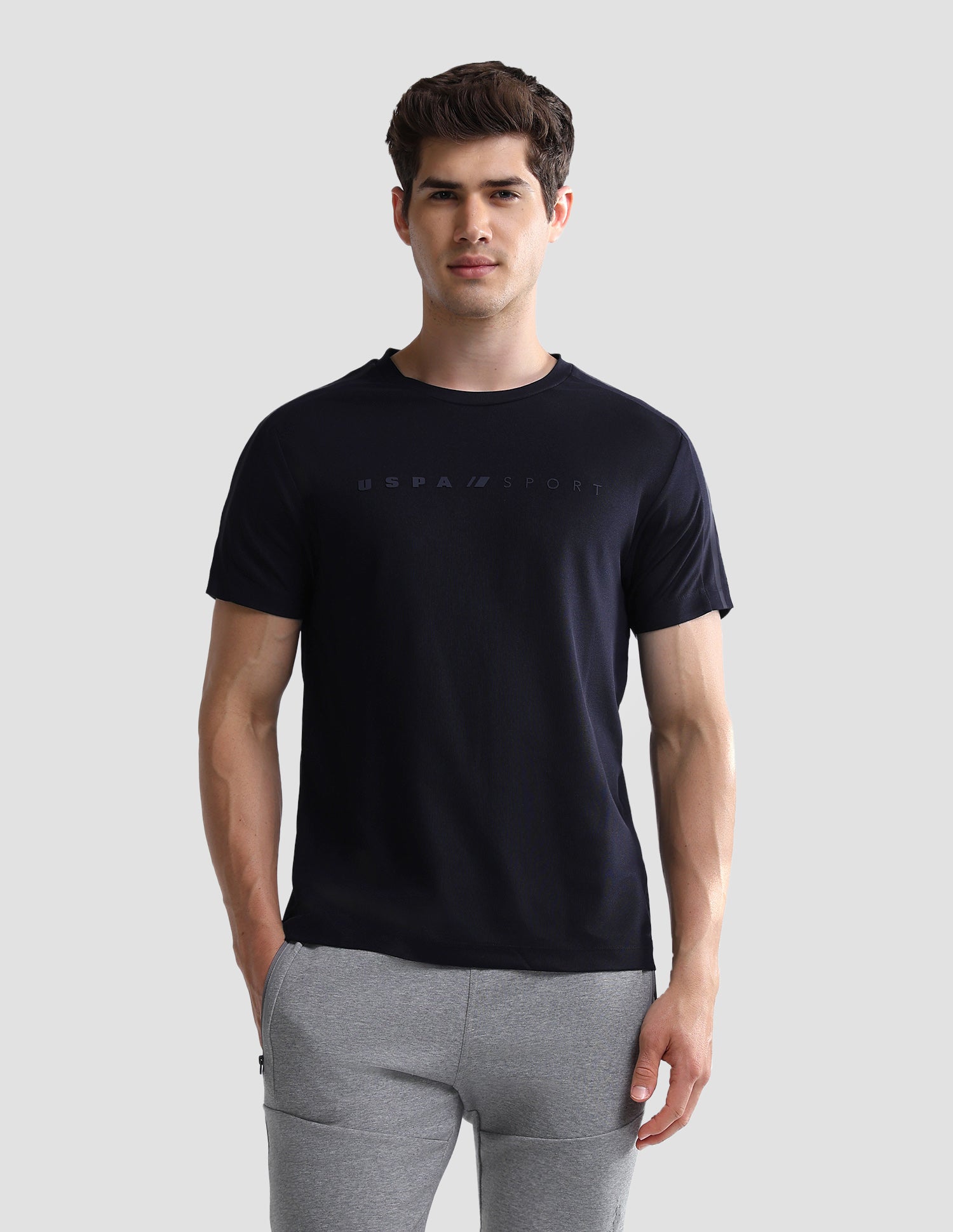 Solid Slim Fit Active T-Shirt Navy - U.S. Polo Assn. India | Large