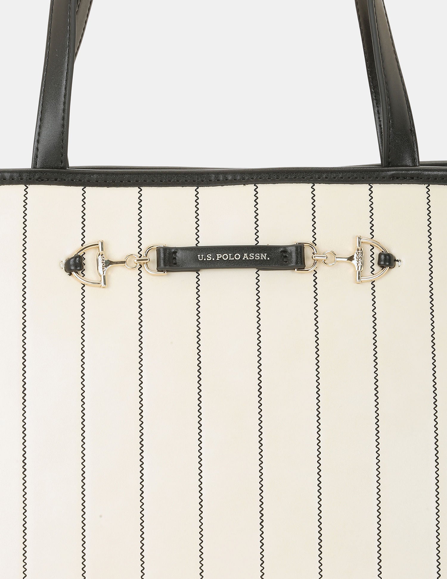 Women Bunny Striped Office Tote bag Off White - U.S. POLO ASSN. | Large