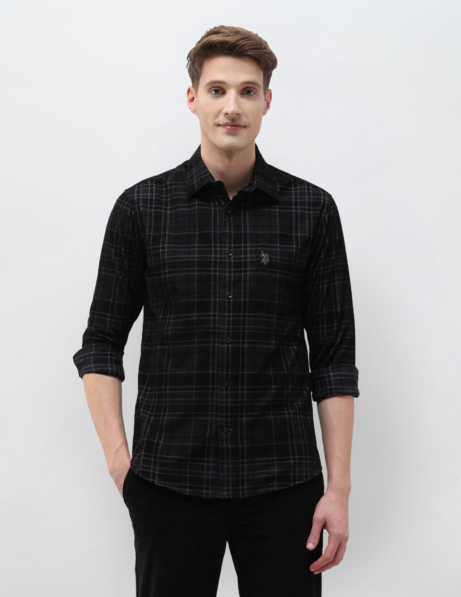 Corduroy Tailored Fit Shirt Black - U.S. POLO ASSN. | Large