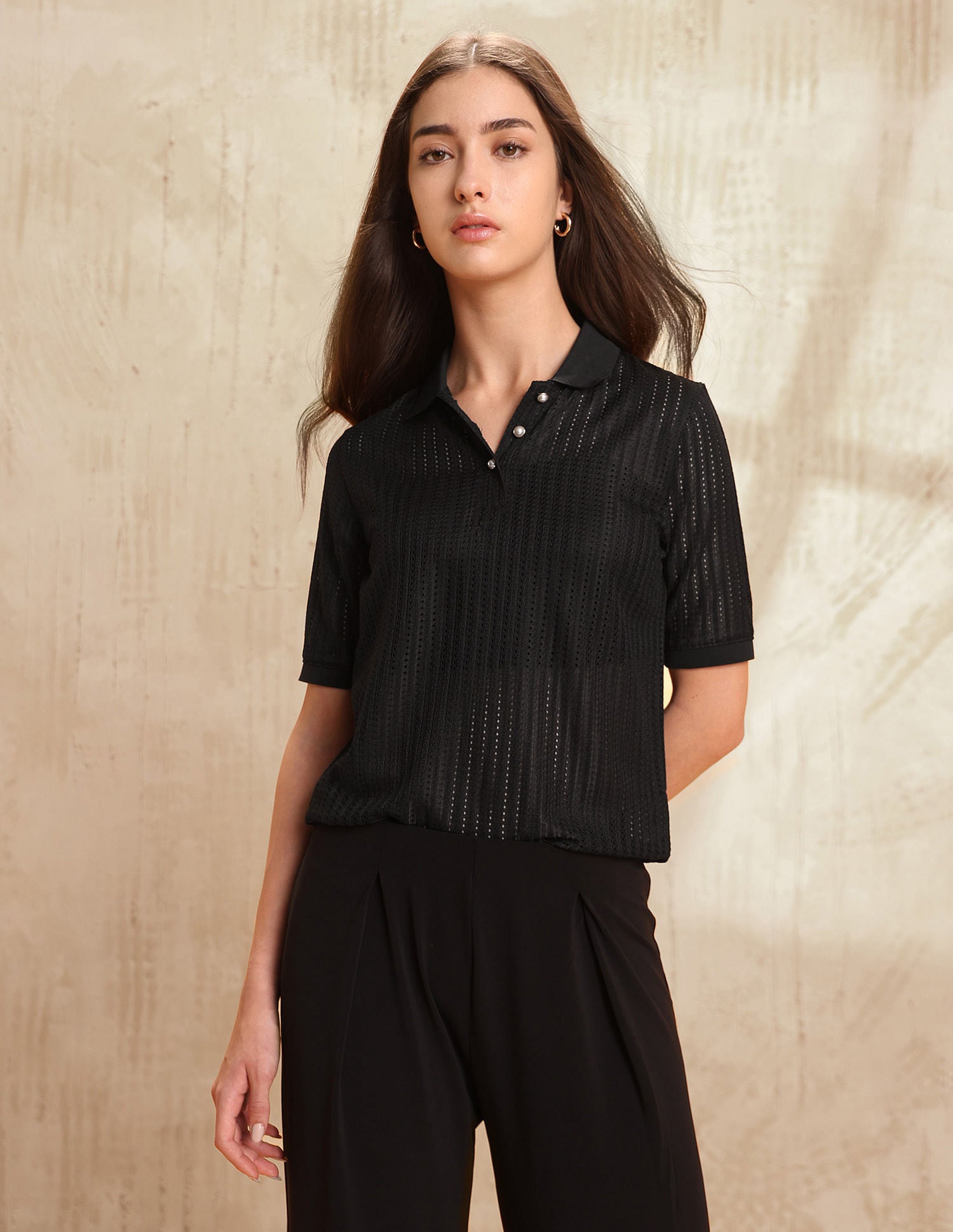 Regular Fit Textured Polo Shirt Black - U.S. POLO ASSN. | Large