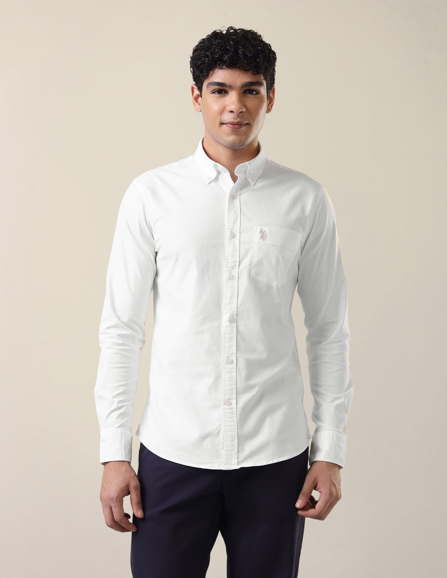 Tailored Fit Oxford Shirt White - U.S. Polo Assn. India | Large
