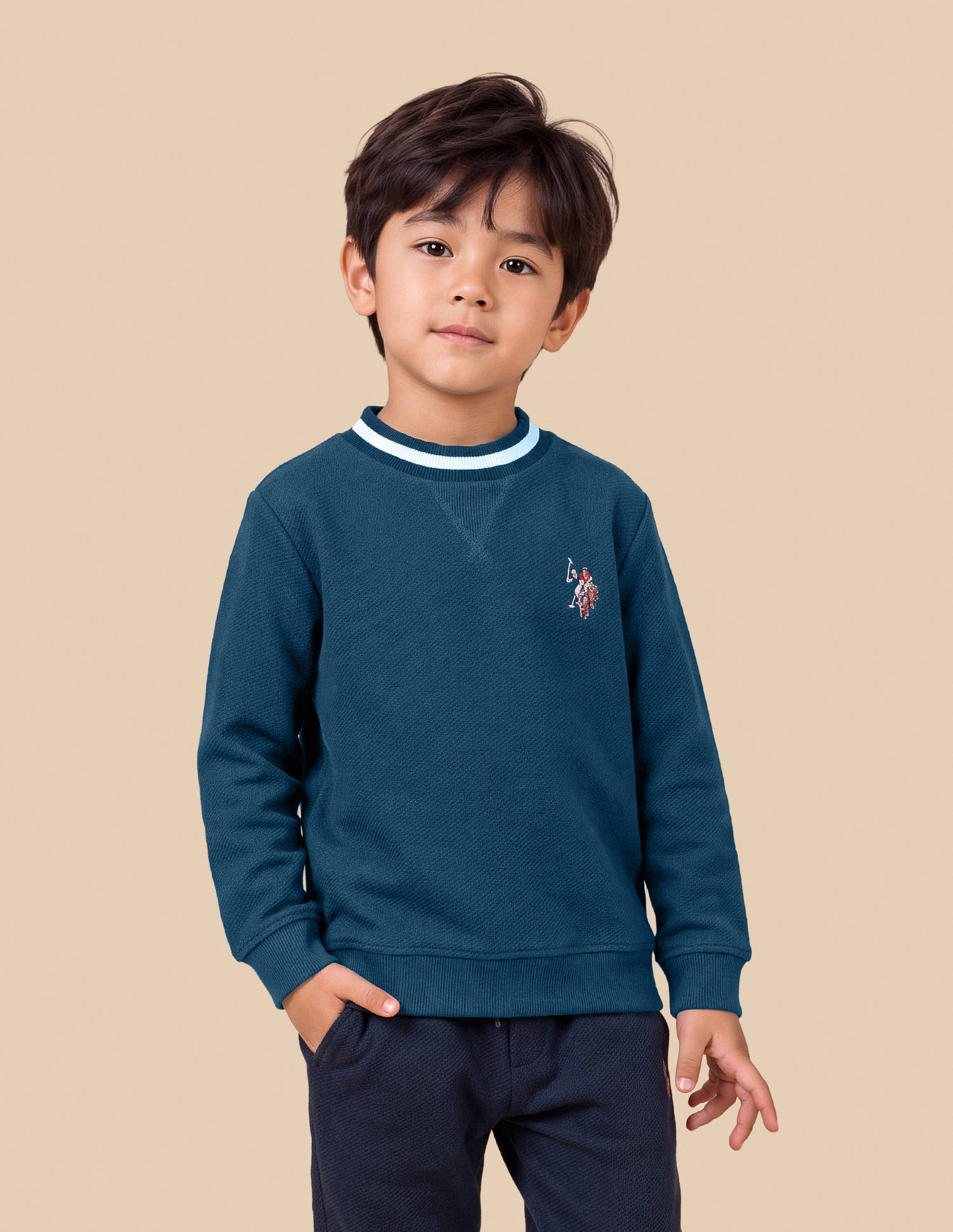 Solid Regular Fit Sweatshirt Teal - U.S. Polo Assn. India | Large