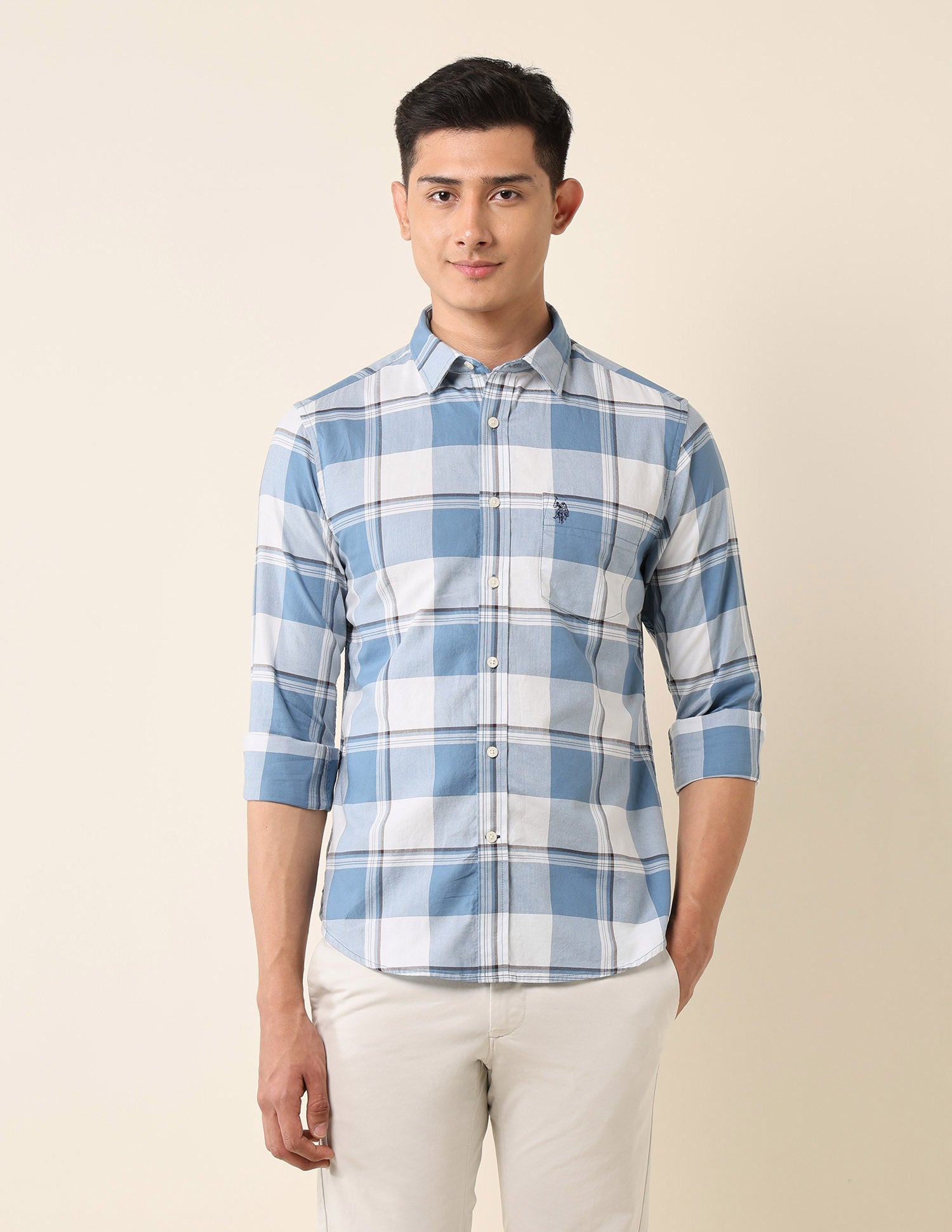Buffalo Checked Pure Cotton Shirt Blue - U.S. POLO ASSN. | Large