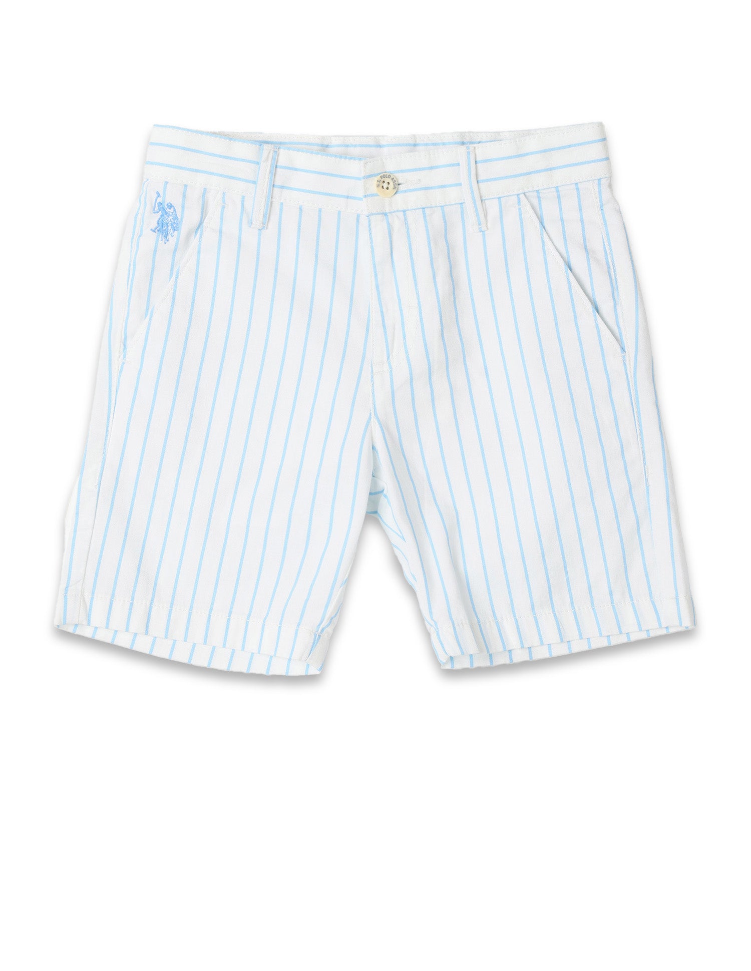 Boys Vertical Striped Regular Fit Shorts Light Blue - U.S. POLO ASSN. | Large