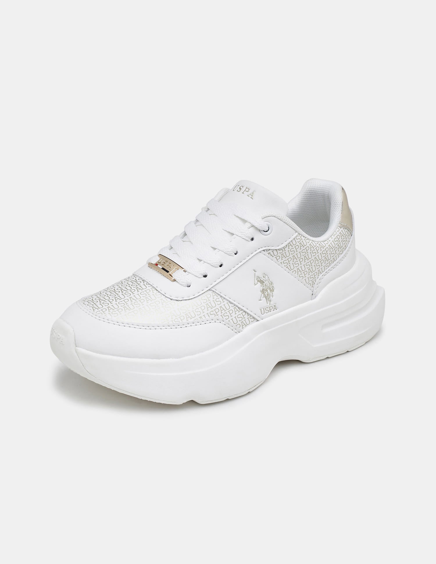 Women Thea Metallic Brand Printed Sneakers Off White - U.S. Polo Assn. India | Large