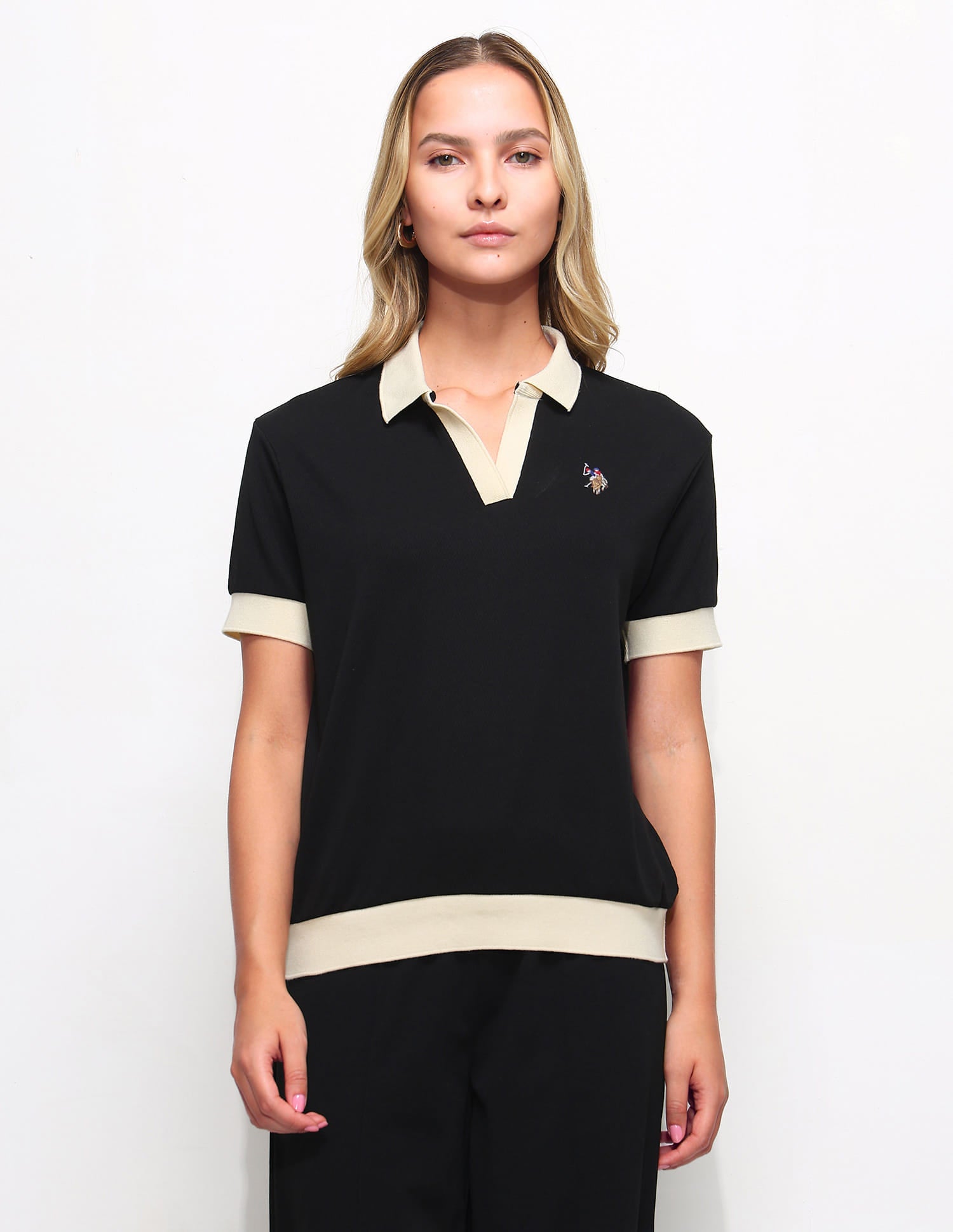 Regular Fit Textured Polo Shirt Black - U.S. Polo Assn. India | Large