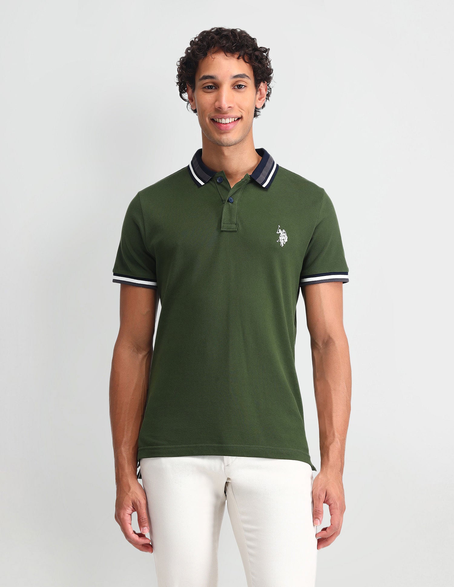 Outdoor Muscle Fit Solid Polo Shirt Dark Green - U.S. POLO ASSN. | Large