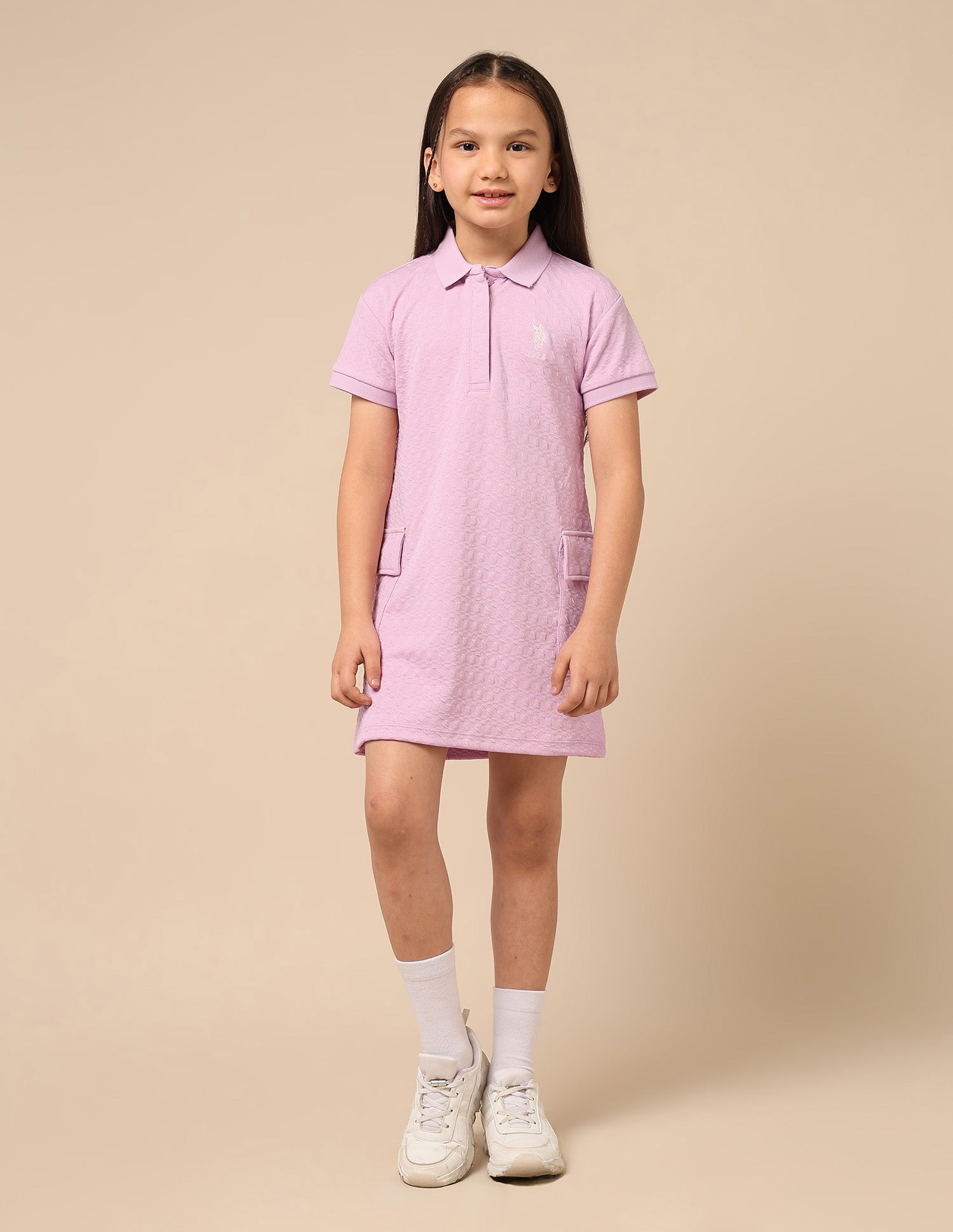 Girls Textured T-Shirt Dress Light Pink - U.S. POLO ASSN. | Large