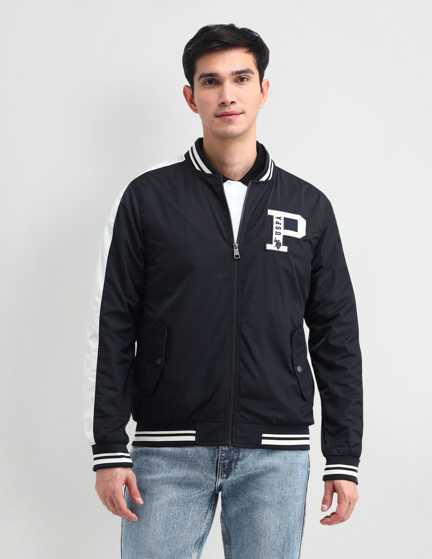 Brand Printed Regular Fit Jacket Navy - U.S. POLO ASSN. | Large