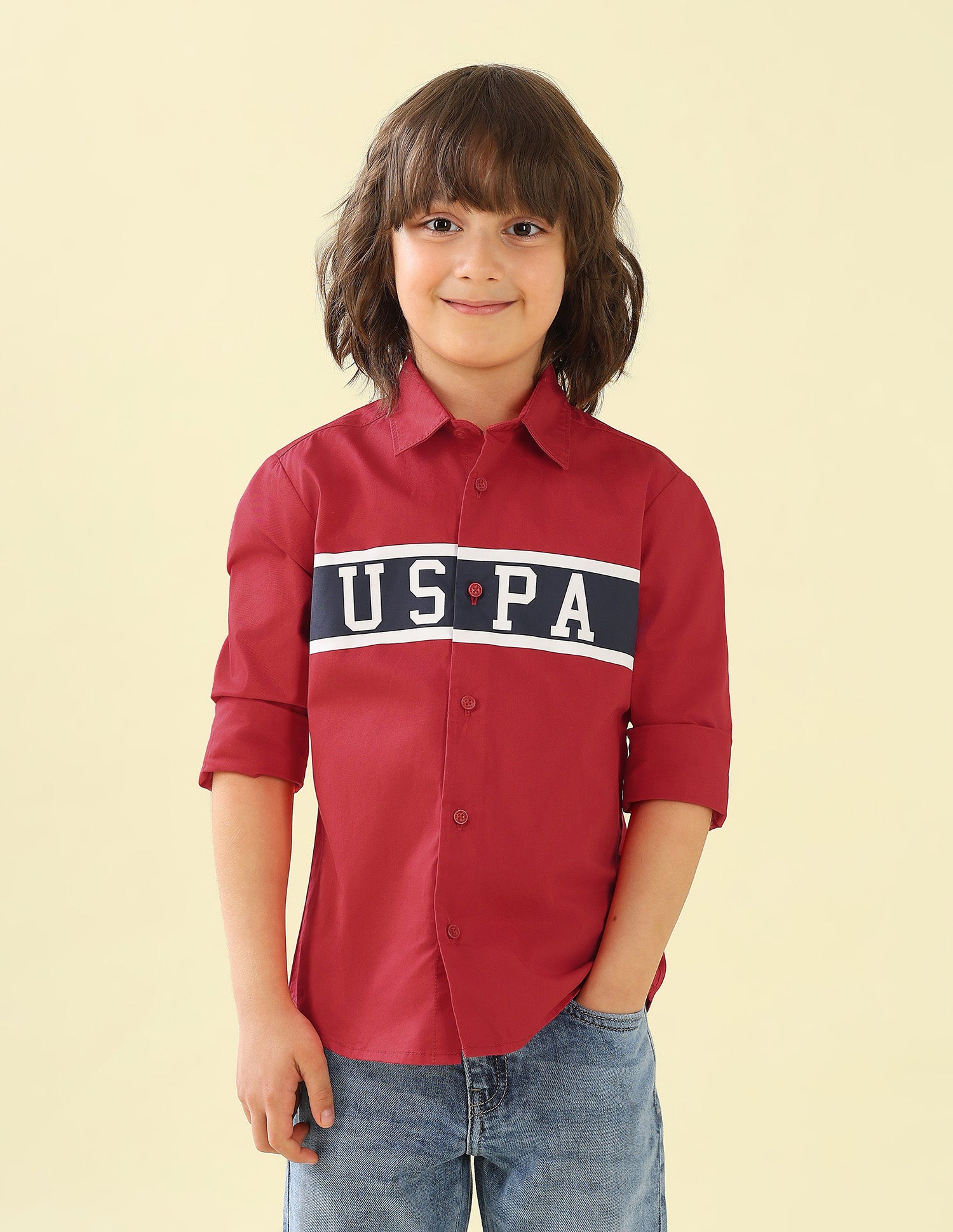 Twill Brand Printed Shirt Red - U.S. Polo Assn. India | Large