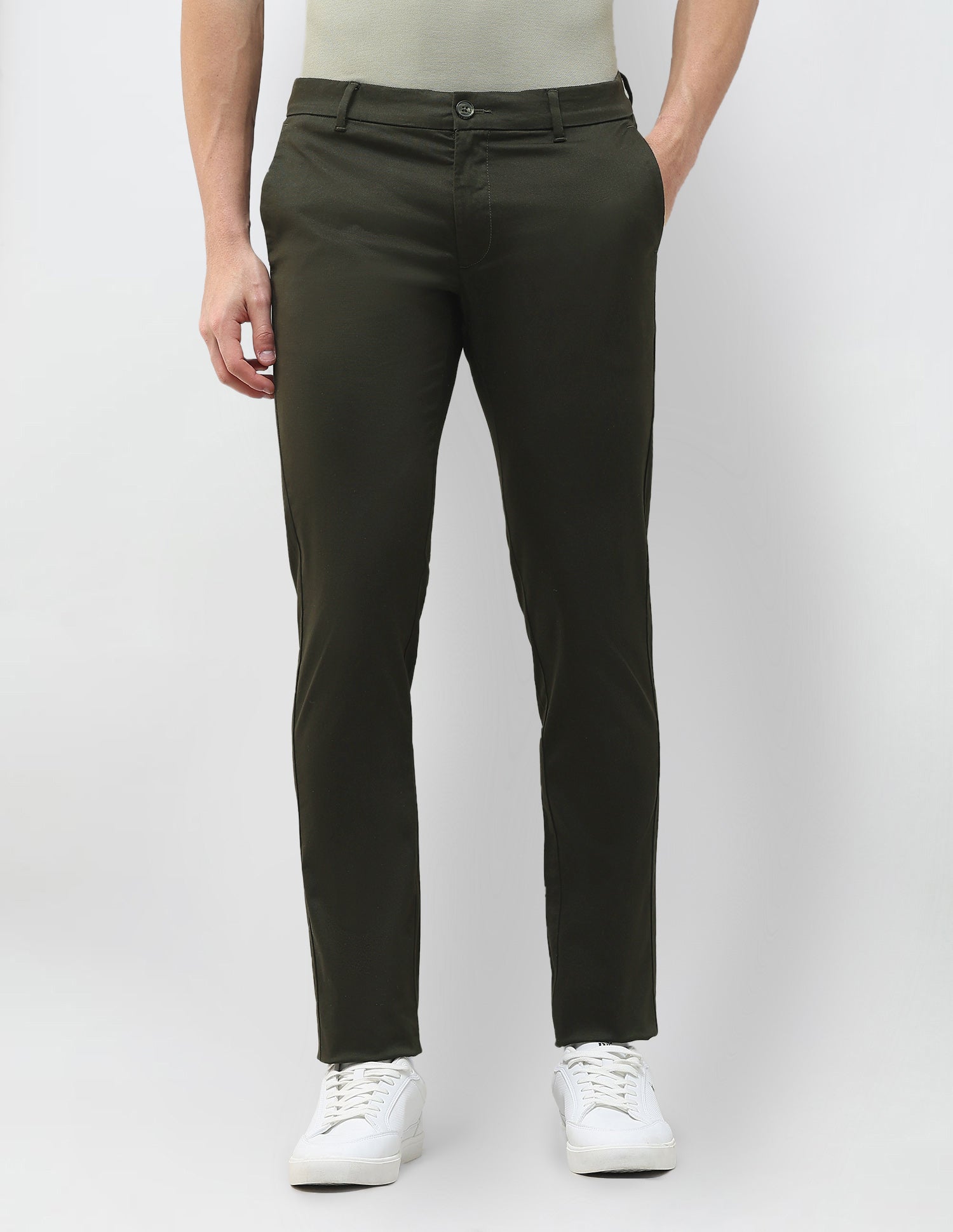 Denver Slim Fit Dobby Trousers Dark Olive - U.S. Polo Assn. India | Large