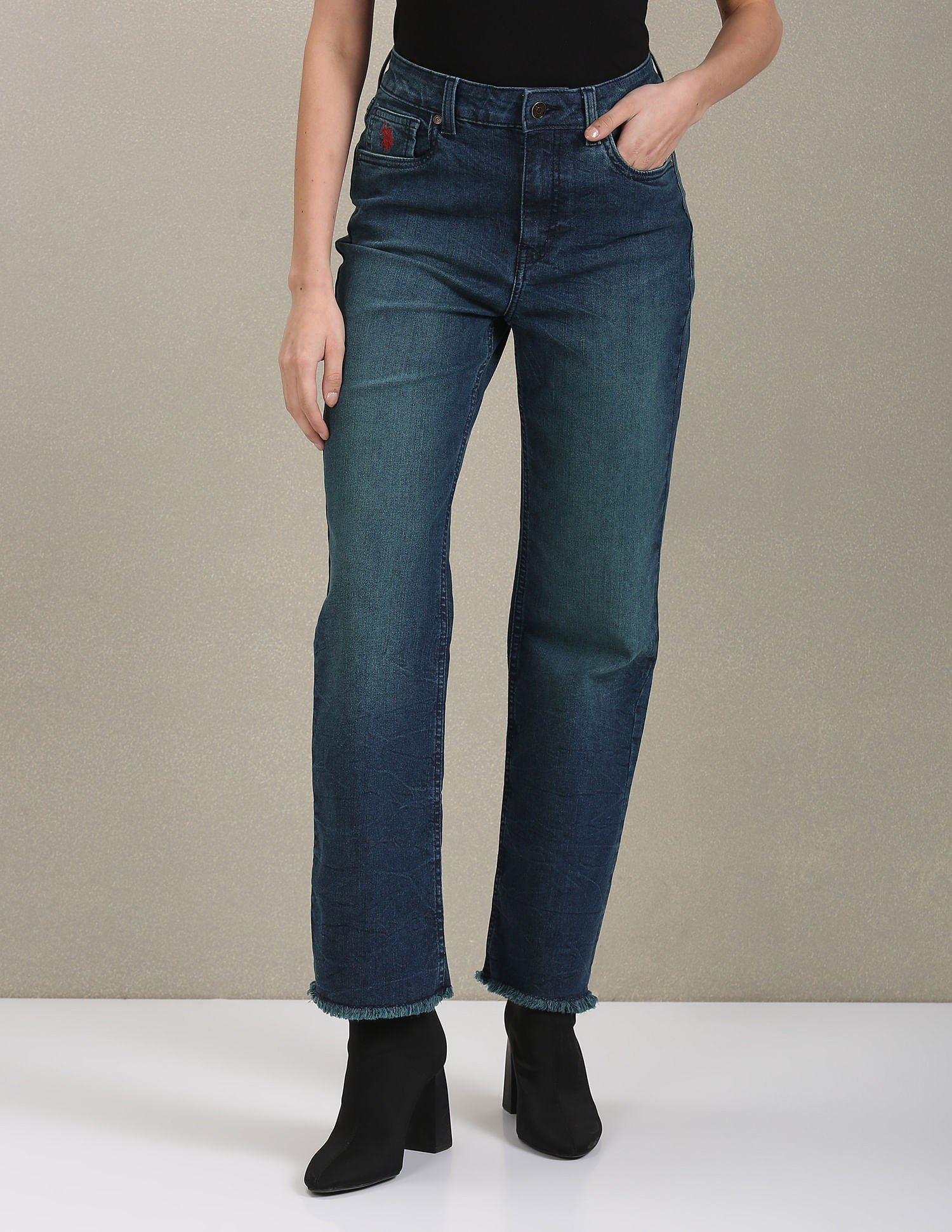 Straight Fit Rinsed Jeans Dark Blue - U.S. POLO ASSN. | Large