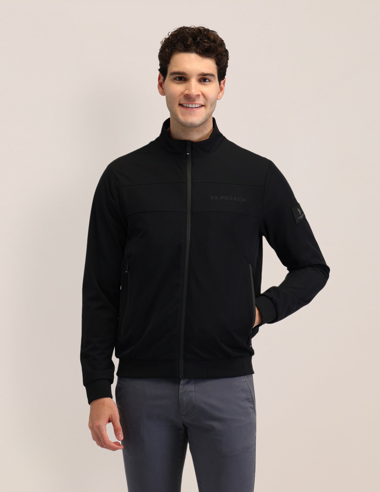 Solid Regular Fit Jacket Black - U.S. POLO ASSN. | Large